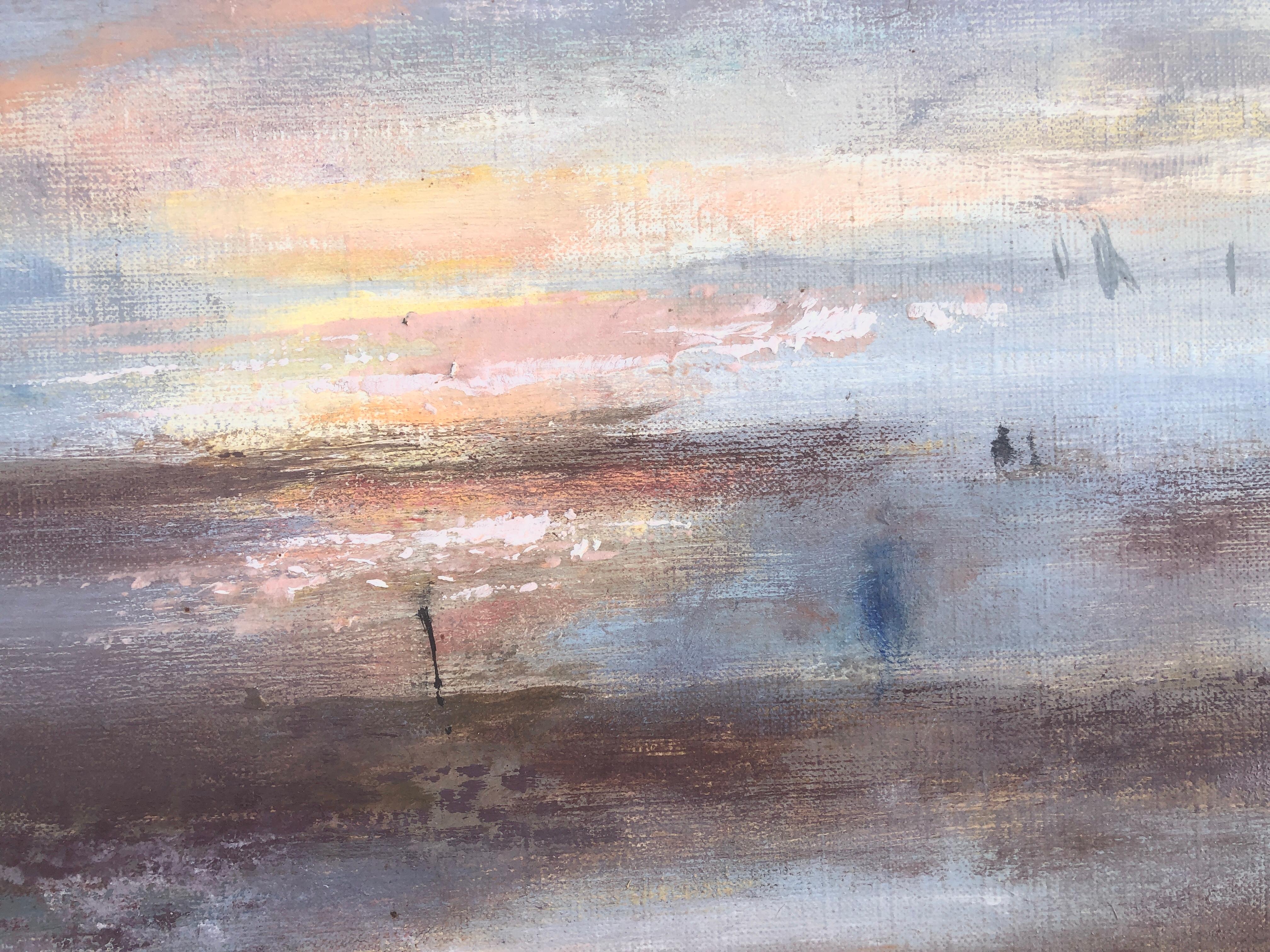 Sonnenuntergang in Deauville, Frankreich, Öl auf Leinwand, Gemälde von Meereslandschaft im Angebot 1