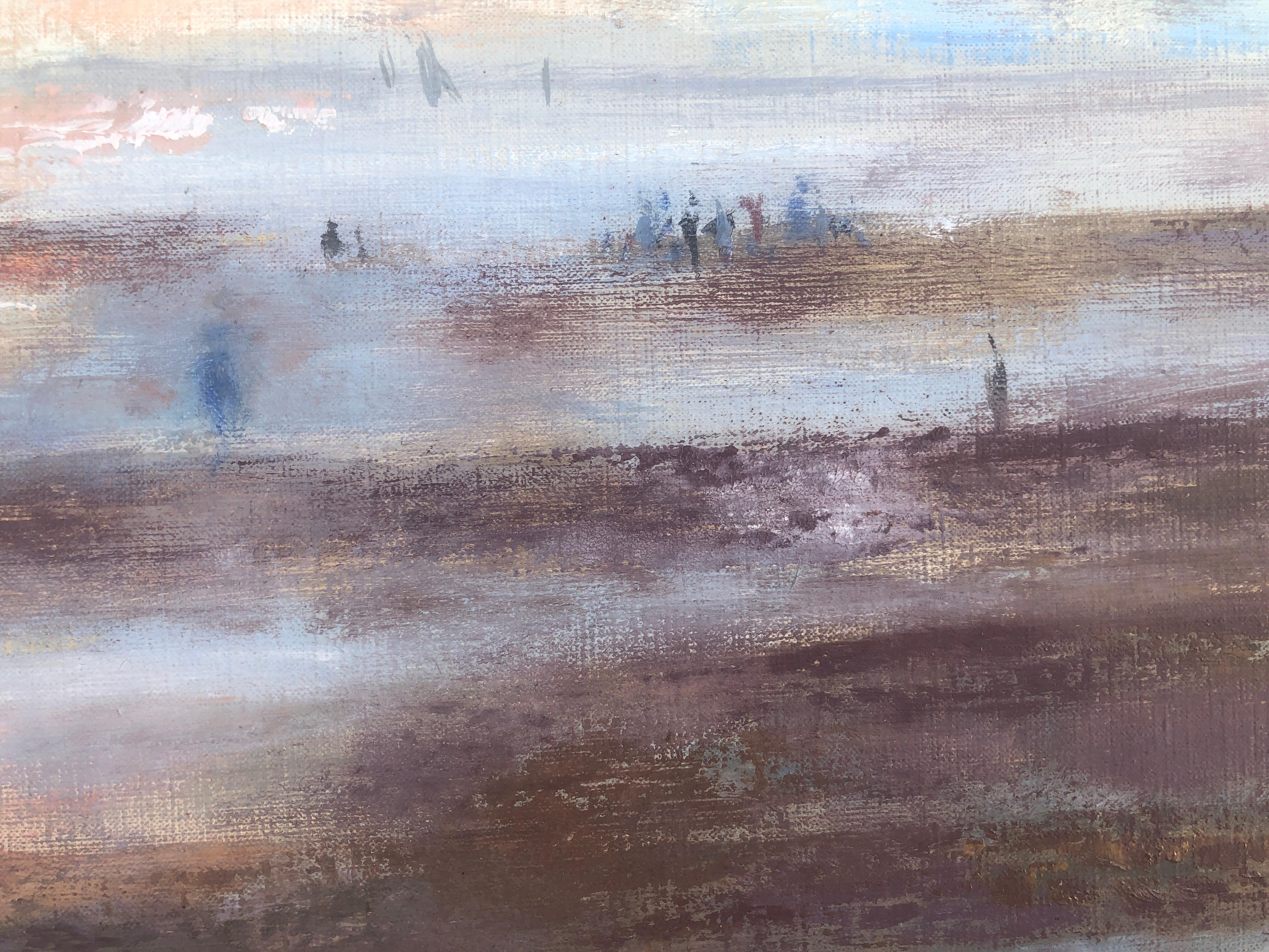 Sonnenuntergang in Deauville, Frankreich, Öl auf Leinwand, Gemälde von Meereslandschaft im Angebot 2