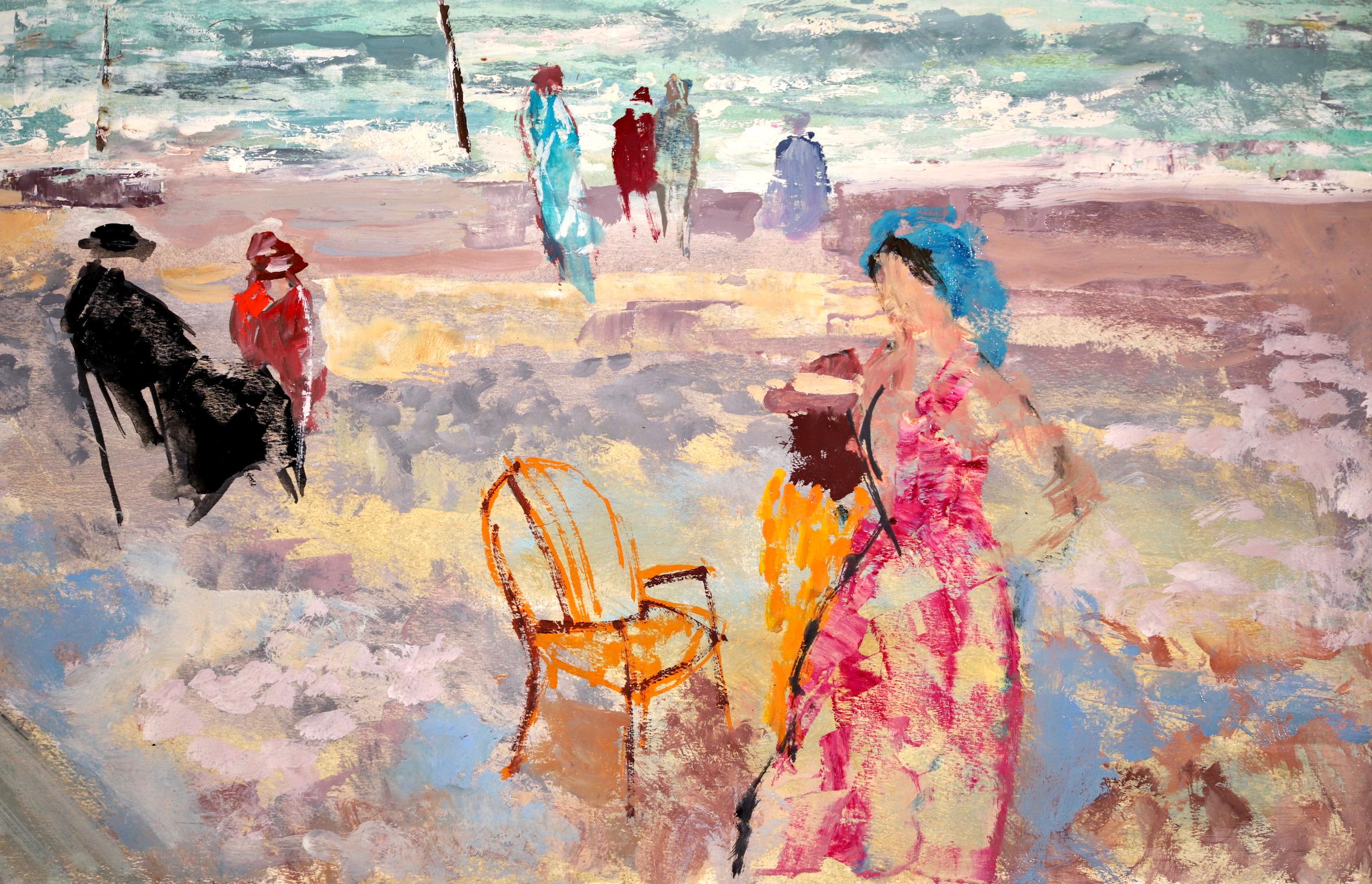 Beach - Post Impressionist Oil, Figures in Landscape by Emilio Grau Sala 3