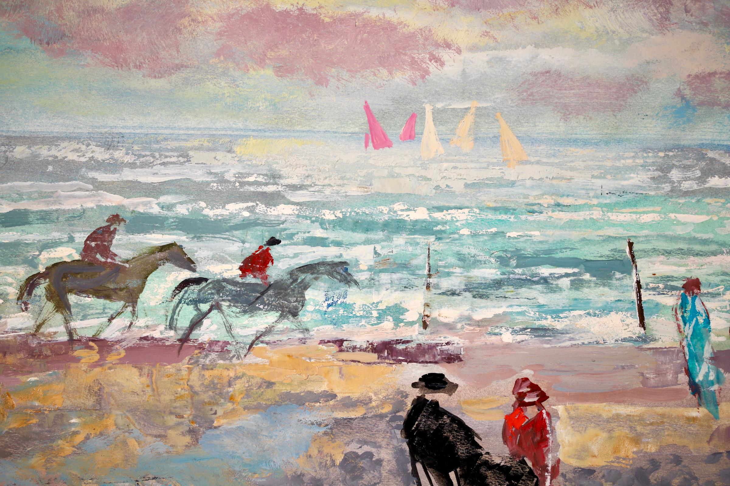Beach - Post Impressionist Oil, Figures in Landscape by Emilio Grau Sala 5