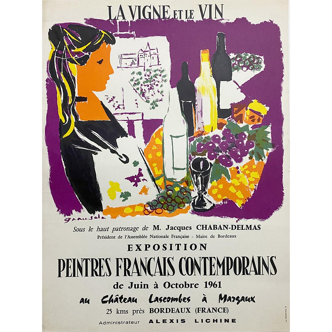 1961 Original exhibition poster by Grau Sala - The vine and the wine - Print by Emilio Grau Sala
