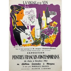 1961 Affiche d'exposition originale de Grau Sala - La vigne et le vin