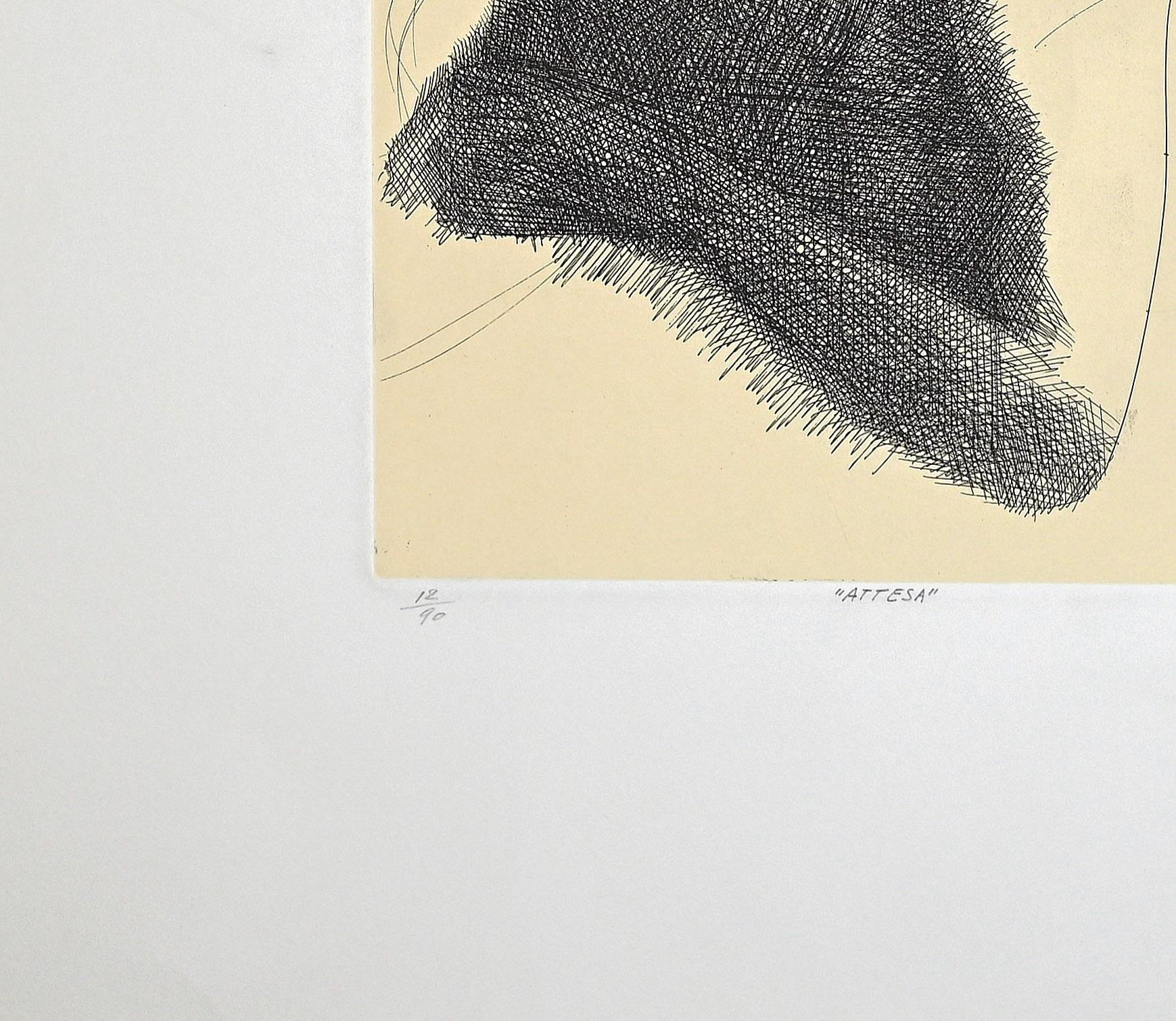 Attesa (L'attente) - Gravure d'E. Greco - 1969 - Contemporain Print par Emilio Greco