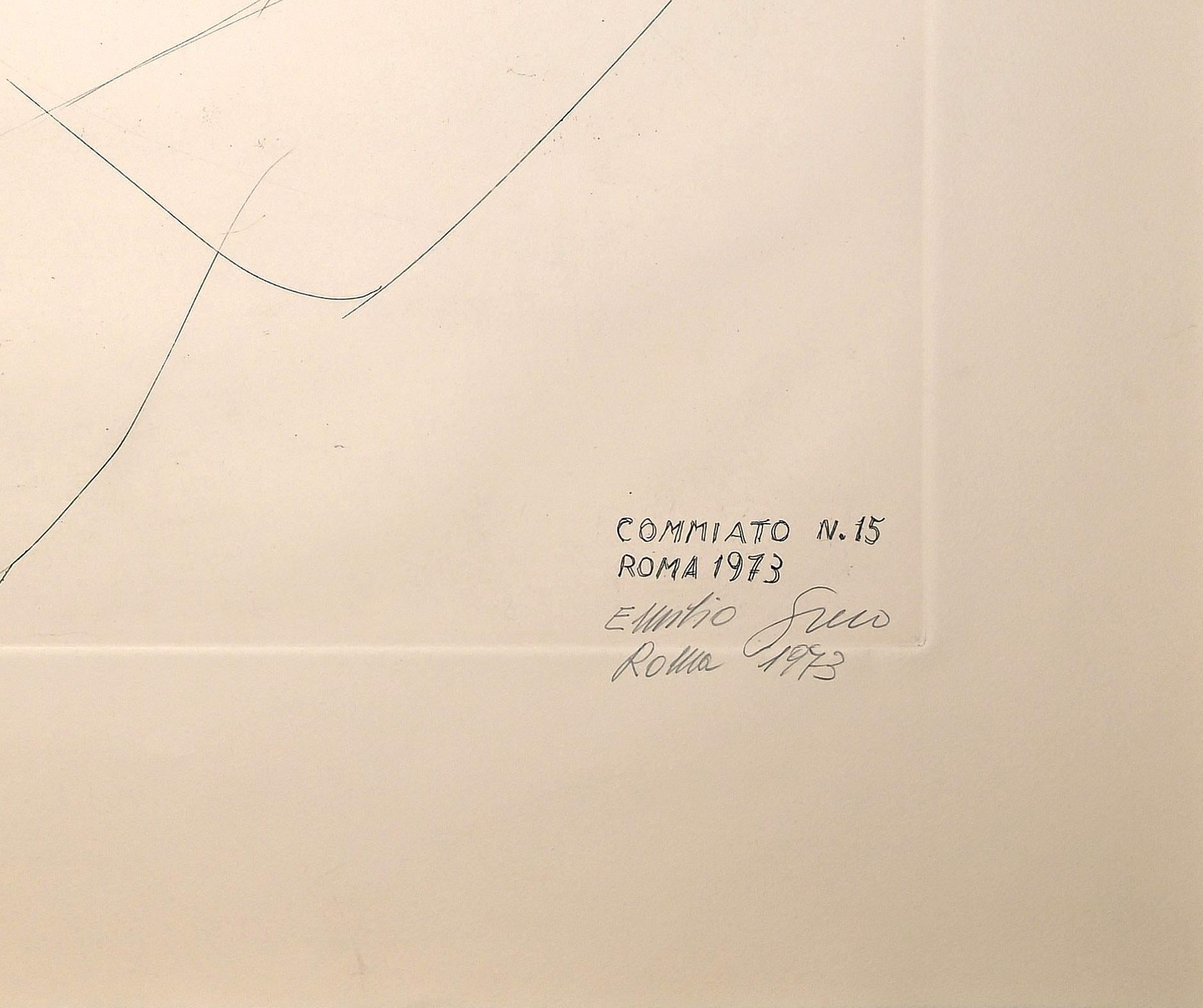 Commiato n° 15 (Farewell n° 15) - gravure d'E. Greco - 1973 - Contemporain Print par Emilio Greco