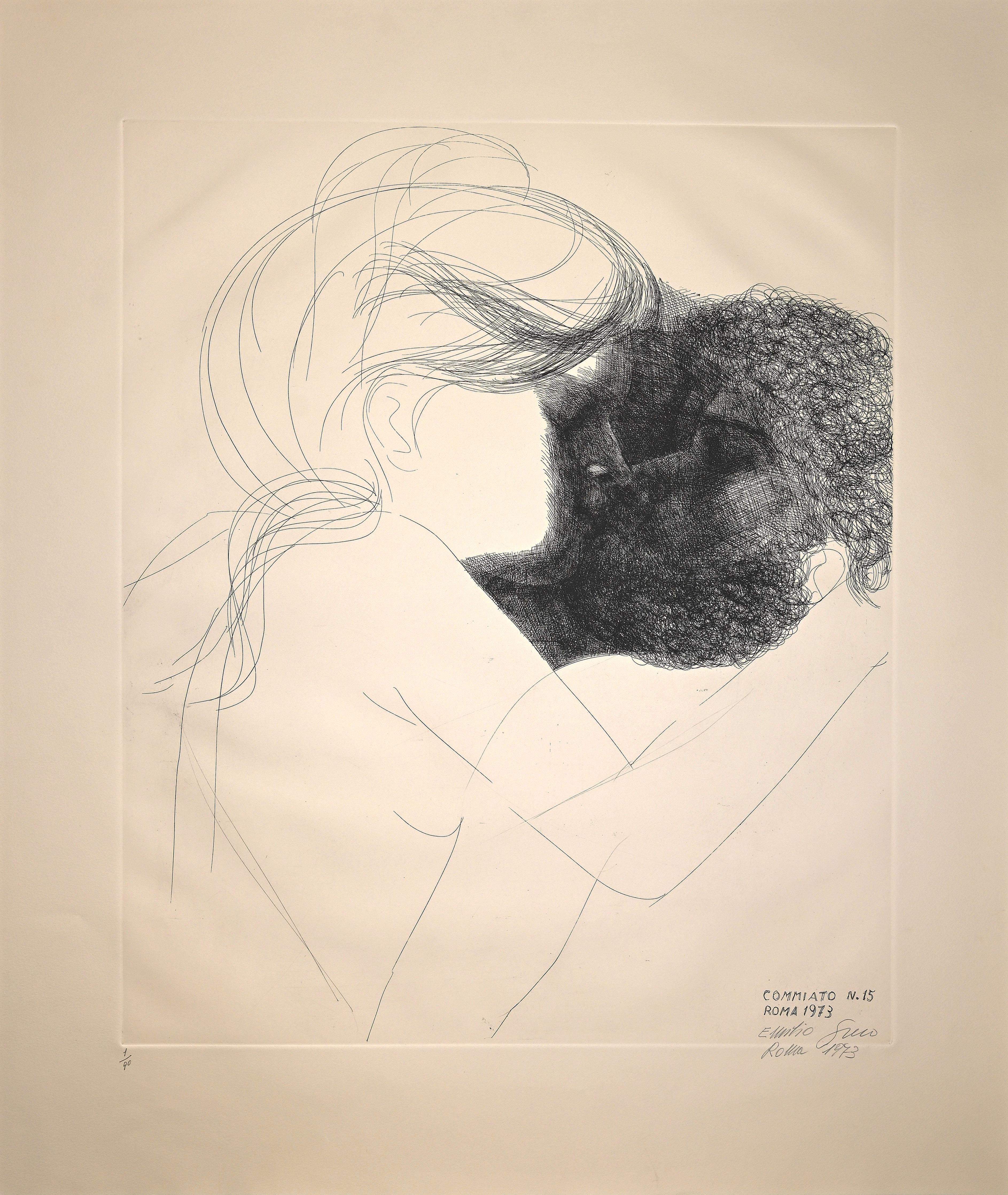 Emilio Greco Figurative Print - Commiato no. 15 (Farewell no. 15) - Etching by E. Greco - 1973