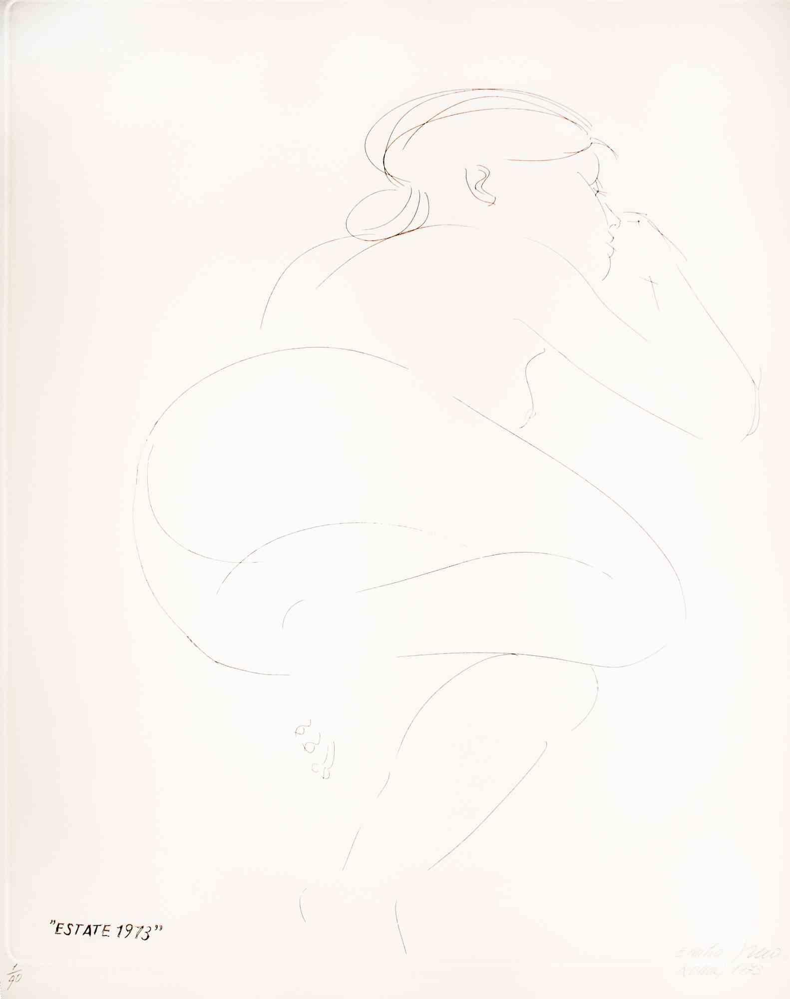 Œuvre de 1973 : gravure sur papier d'Emilio Greco, signée, tirage de 90 exemplaires