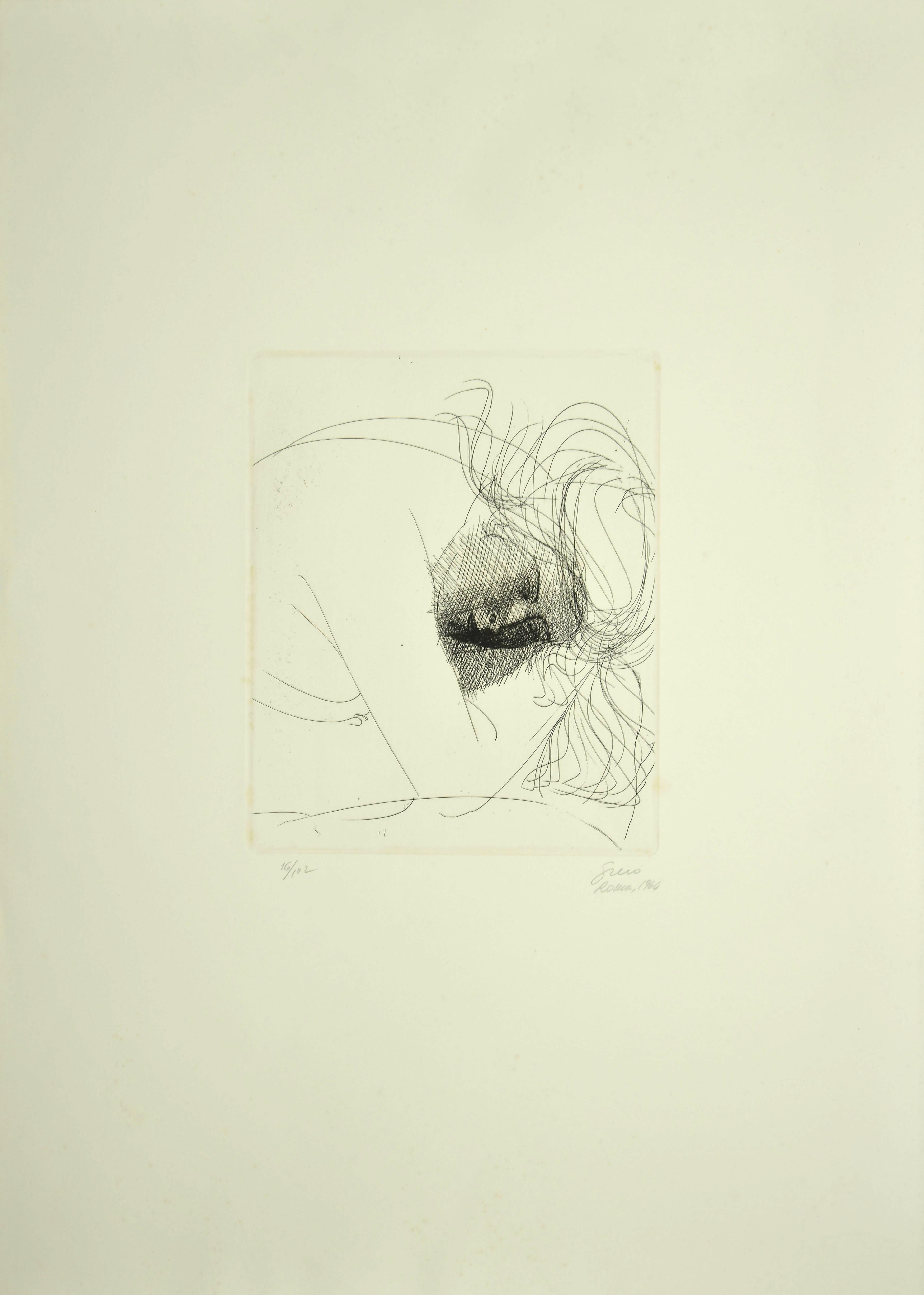 Figure féminine - Gravure originale d'Emilio Greco - 1964 en vente 1