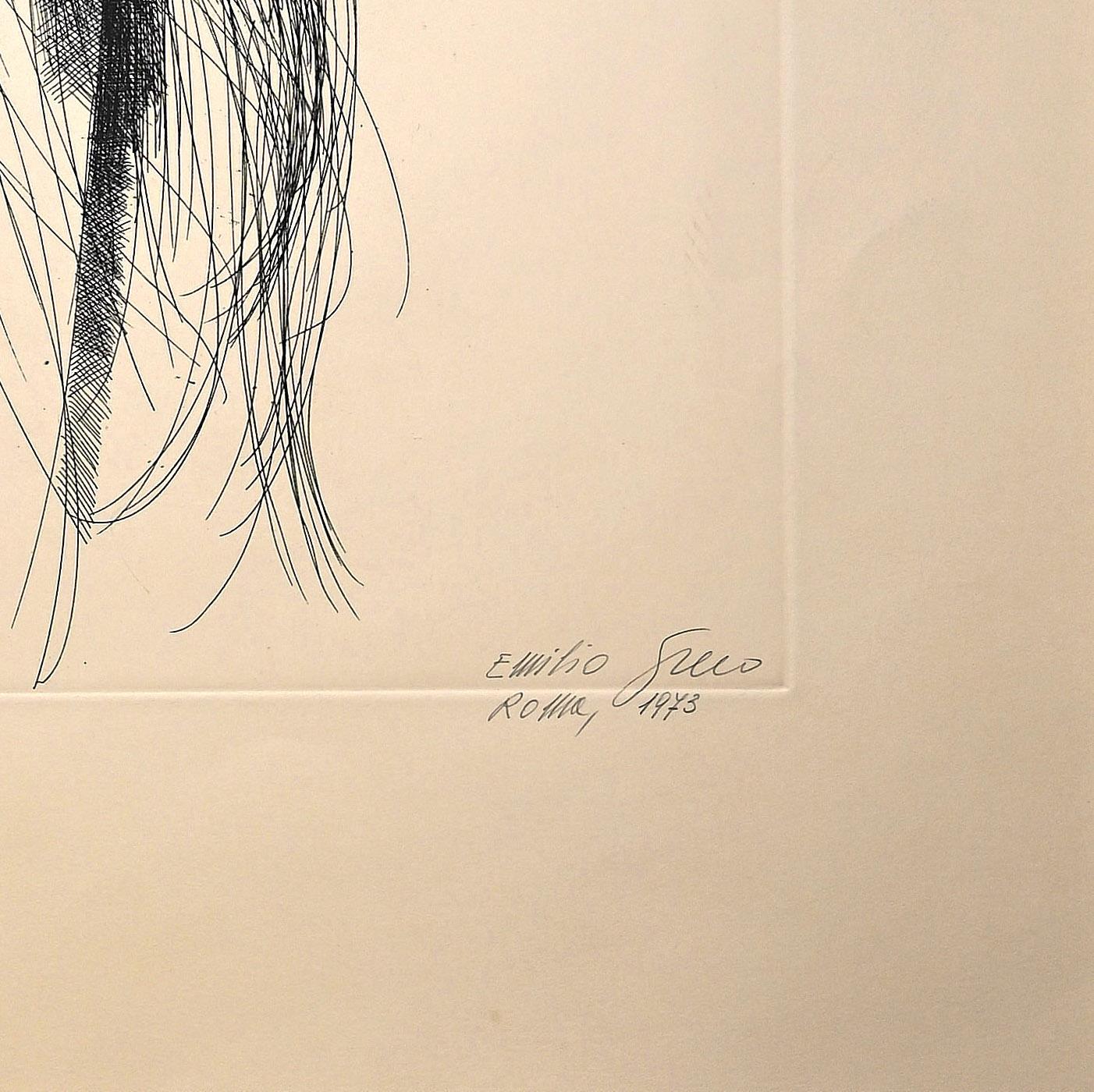 Inizio d'Anno (Le début de l'année) - Gravure d'E. Greco - 1973 - Print de Emilio Greco
