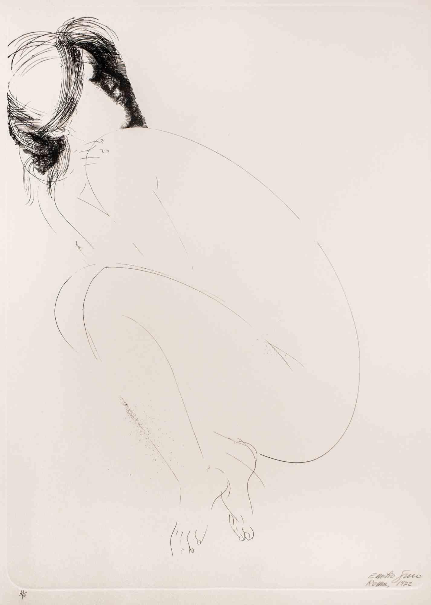 Malgari Etching on Paper, Modern Style, Signed, Edition of 90, 1972