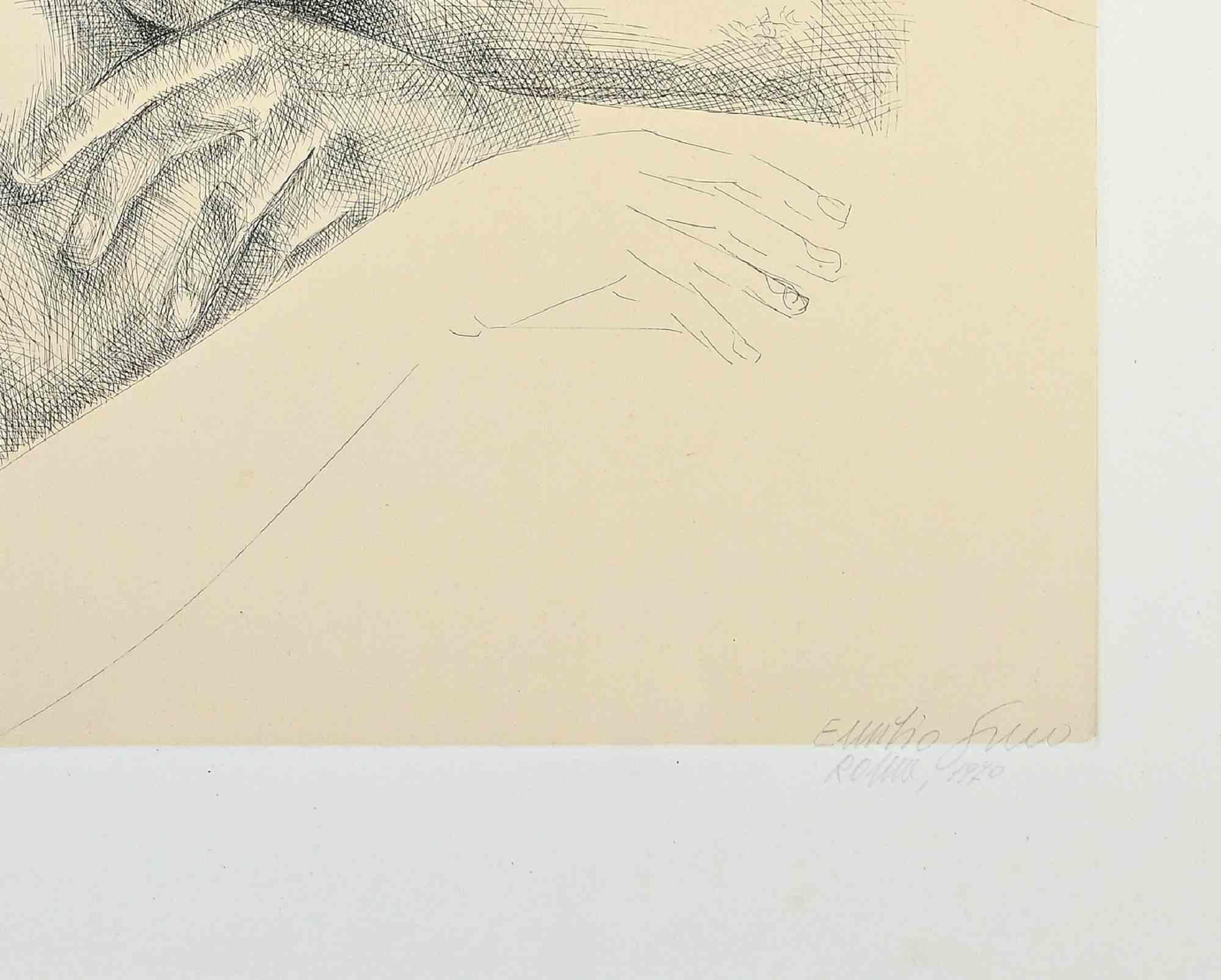 Gravure à l'eau-forte Memoria n. 2 de E. Greco, 1970 - Print de Emilio Greco