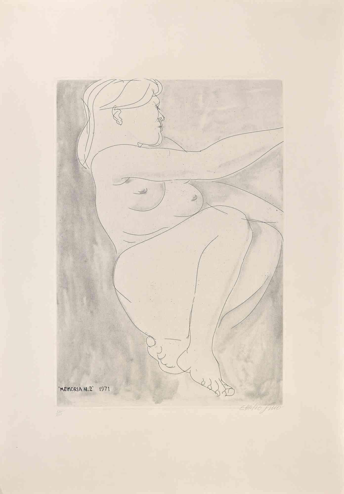 Emilio Greco Figurative Print – Memoria n. 2 – Radierung von E. Greco – 1970