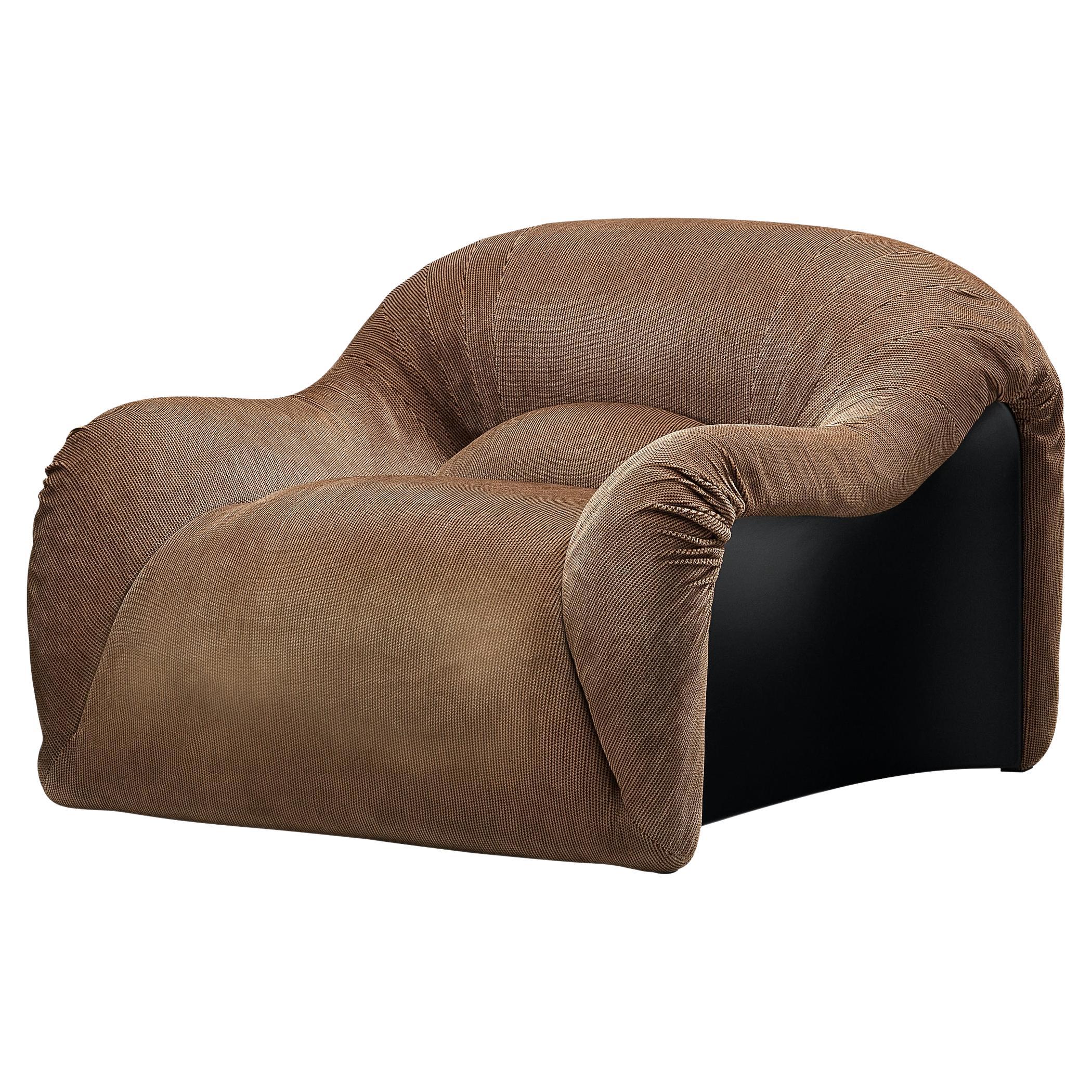 Emilio Guarnacci for 1P 'Ecuba' Lounge Chair in Brown Upholstery  For Sale