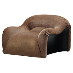 Emilio Guarnacci for 1P 'Ecuba' Lounge Chair in Brown Upholstery 