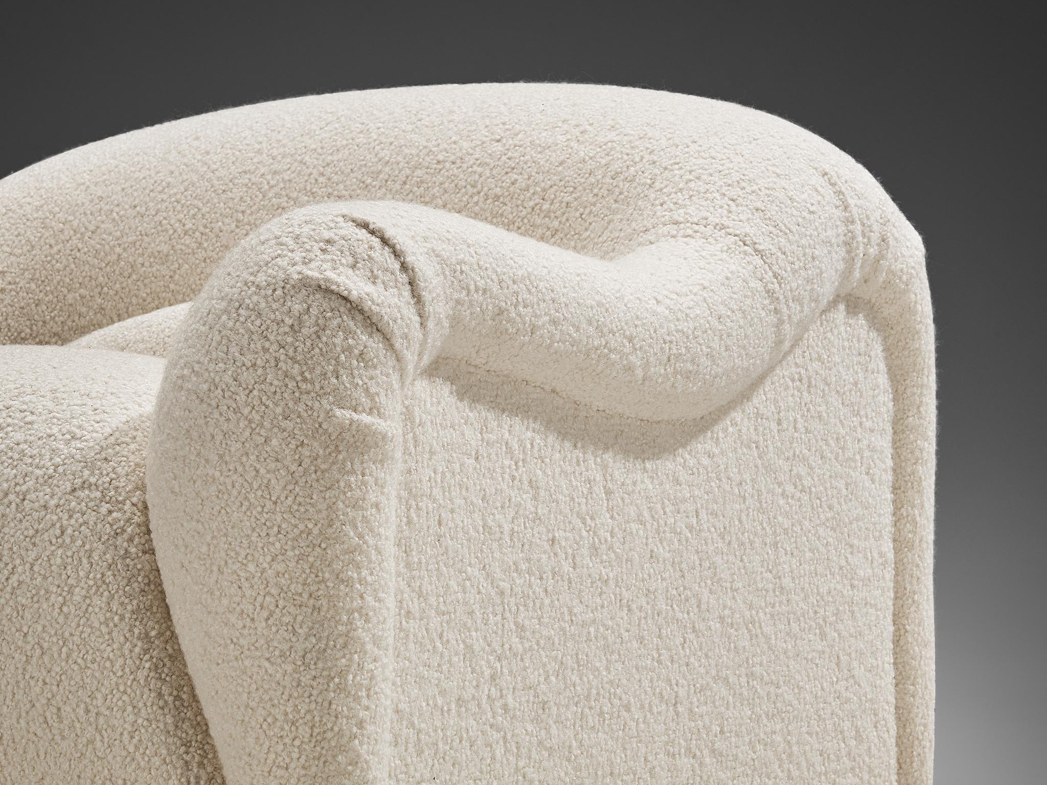 Bouclé Emilio Guarnacci pour 1P Paire de chaises longues 'Ecuba' en bouclé blanc