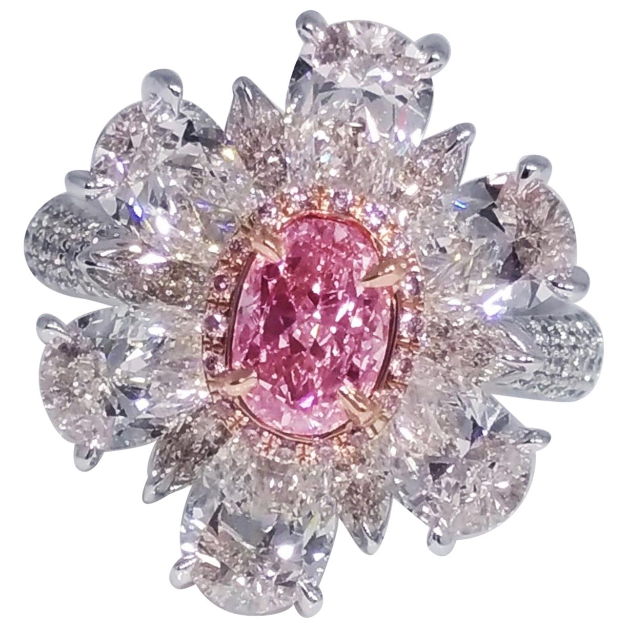 Emilio Jewelry 1.00 Carat Fancy Purplish Pink Diamond Ring