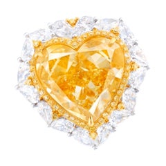 Emilio Jewelry 10.00 Carat GIA Certified Fancy Yellow Heart Diamond Ring