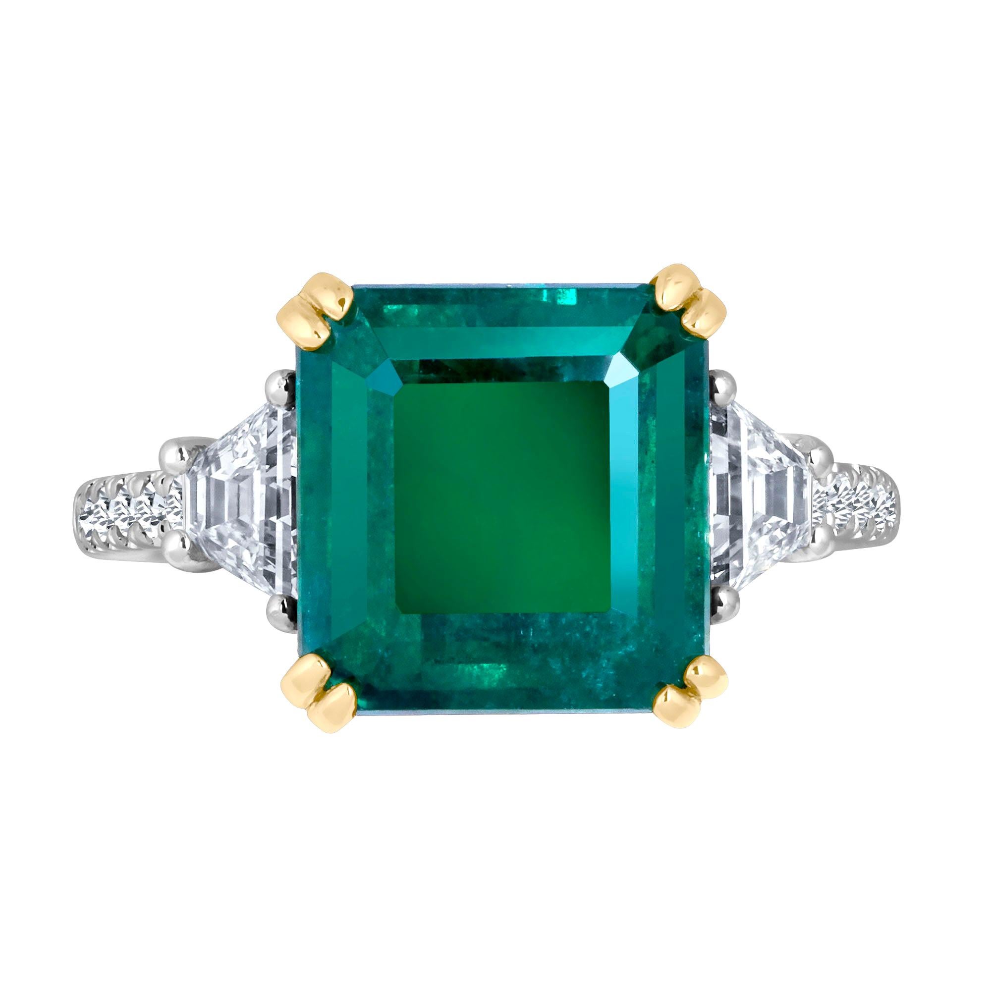 Emilio Jewelry 10.81 Carat Certified No Oil Untreated Colombian Emerald Ring