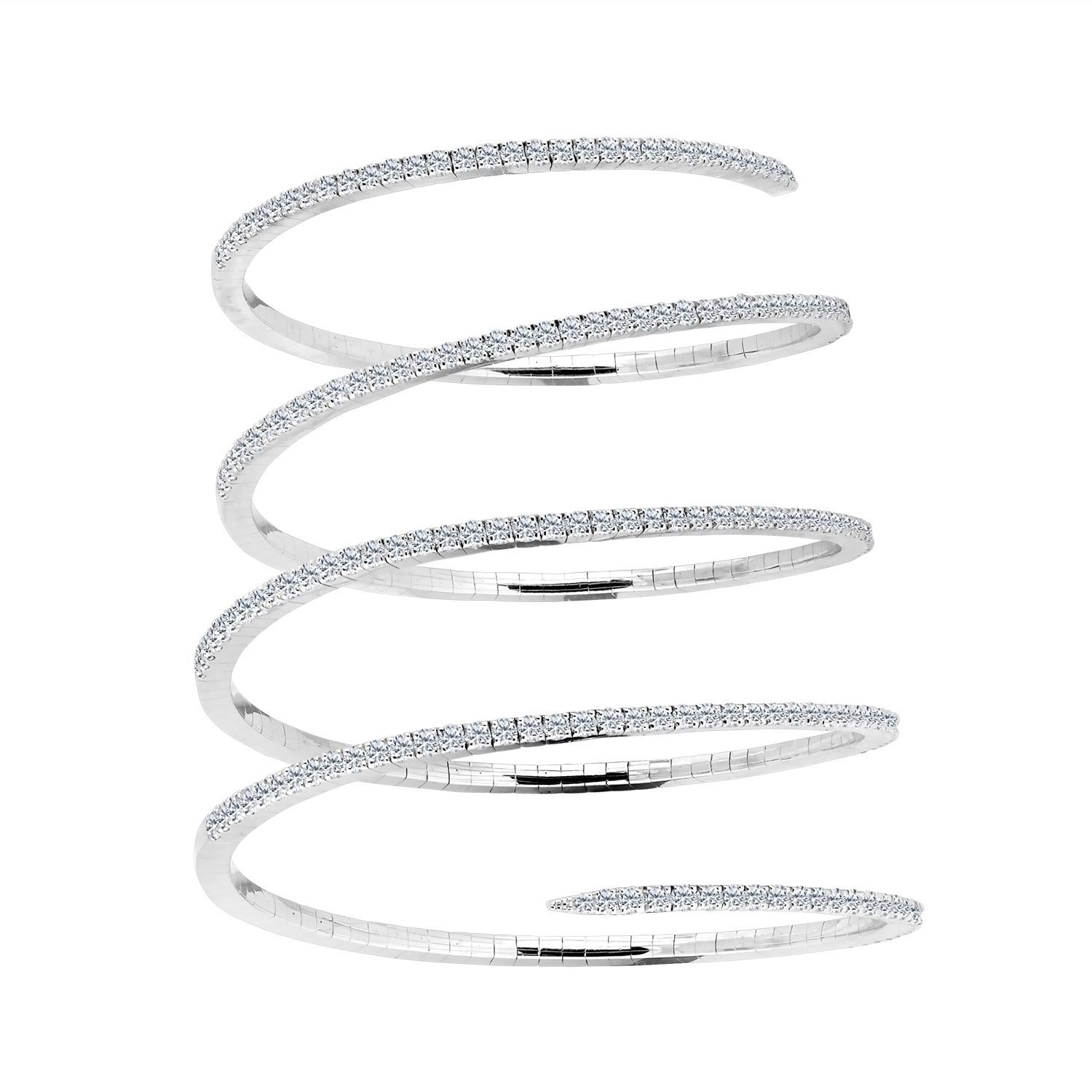 Emilio Jewelry 11.42 Carat Diamond Stretch Cuff Bracelet For Sale