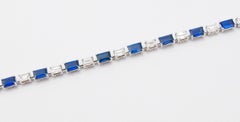 Emilio Jewelry 11.74 Carat Emerald Cut Sapphire Diamond Bracelet