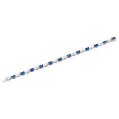 Emilio Gioielli 11.74 Carati Bracciale Zaffiro Diamante Taglio Smeraldo