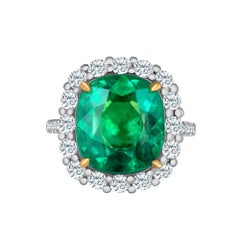 Emilio Jewelry 11.75 Carat Colombian Emerald Diamond Ring