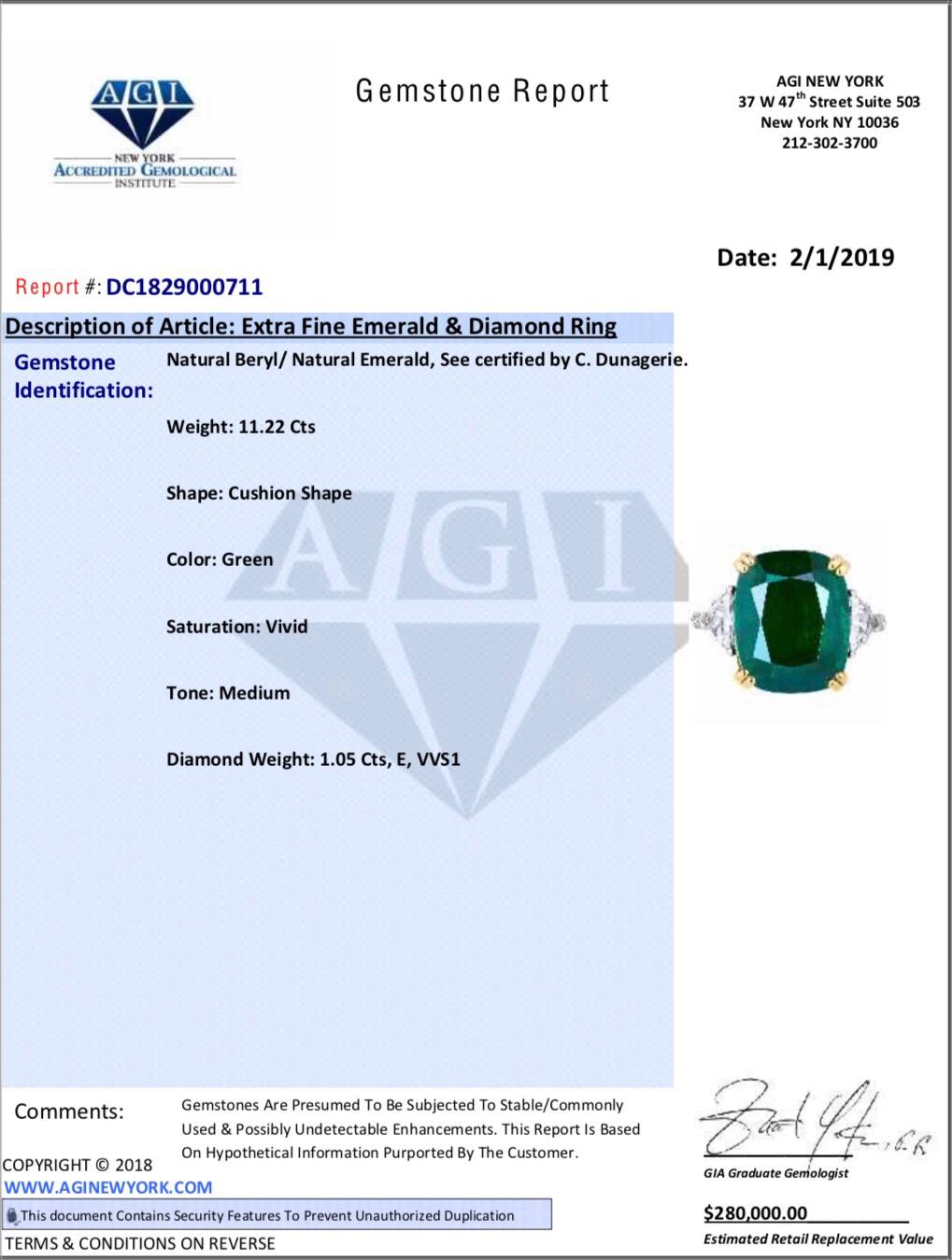 Emilio Jewelry 12,27 Karat zertifizierter echter Smaragd-Diamantring mit echtem Smaragd (Smaragdschliff) im Angebot