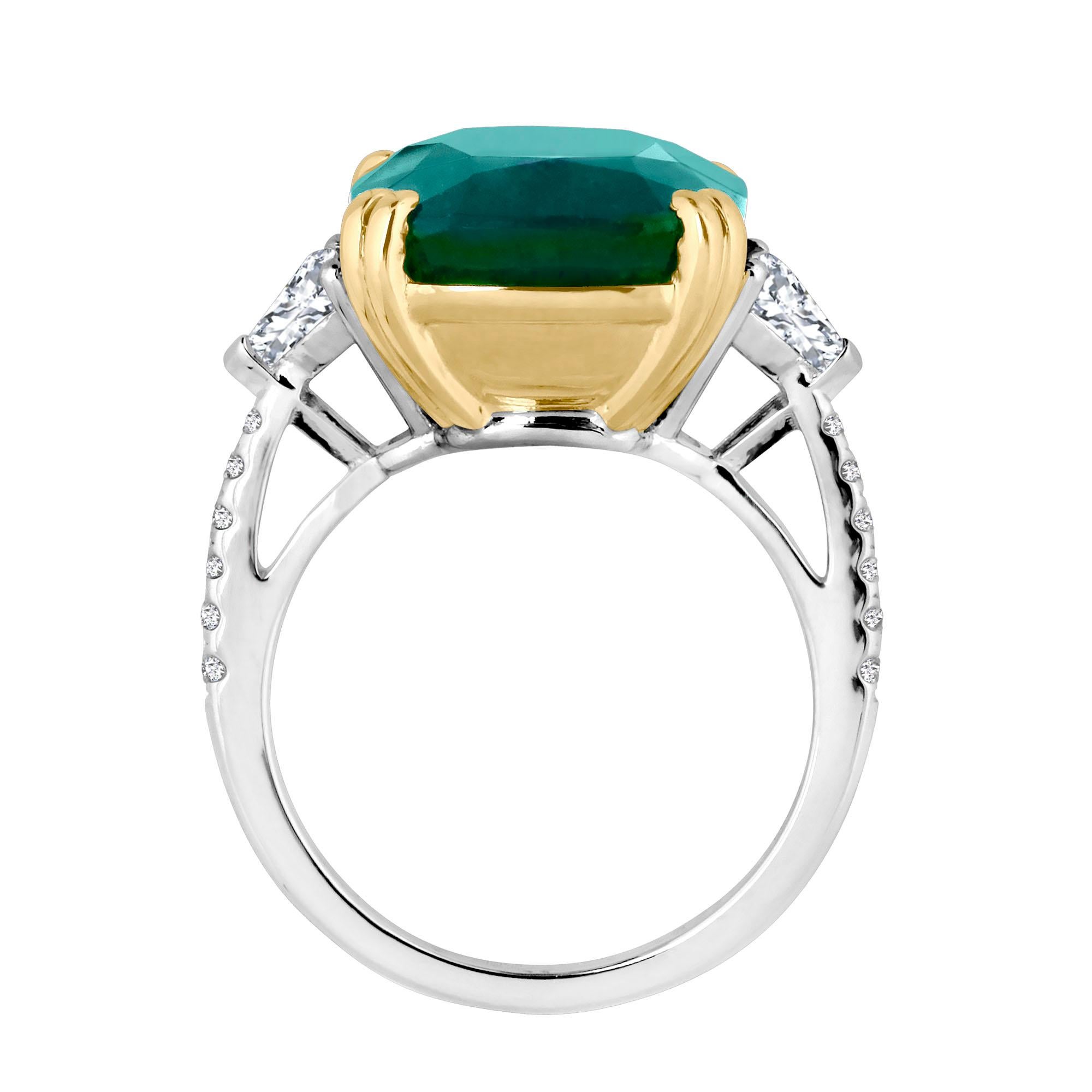 Emilio Jewelry 12.27Carat Certified Genuine Emerald Diamond Ring 2