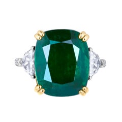 Emilio Jewelry 12.27Carat Certified Genuine Emerald Diamond Ring