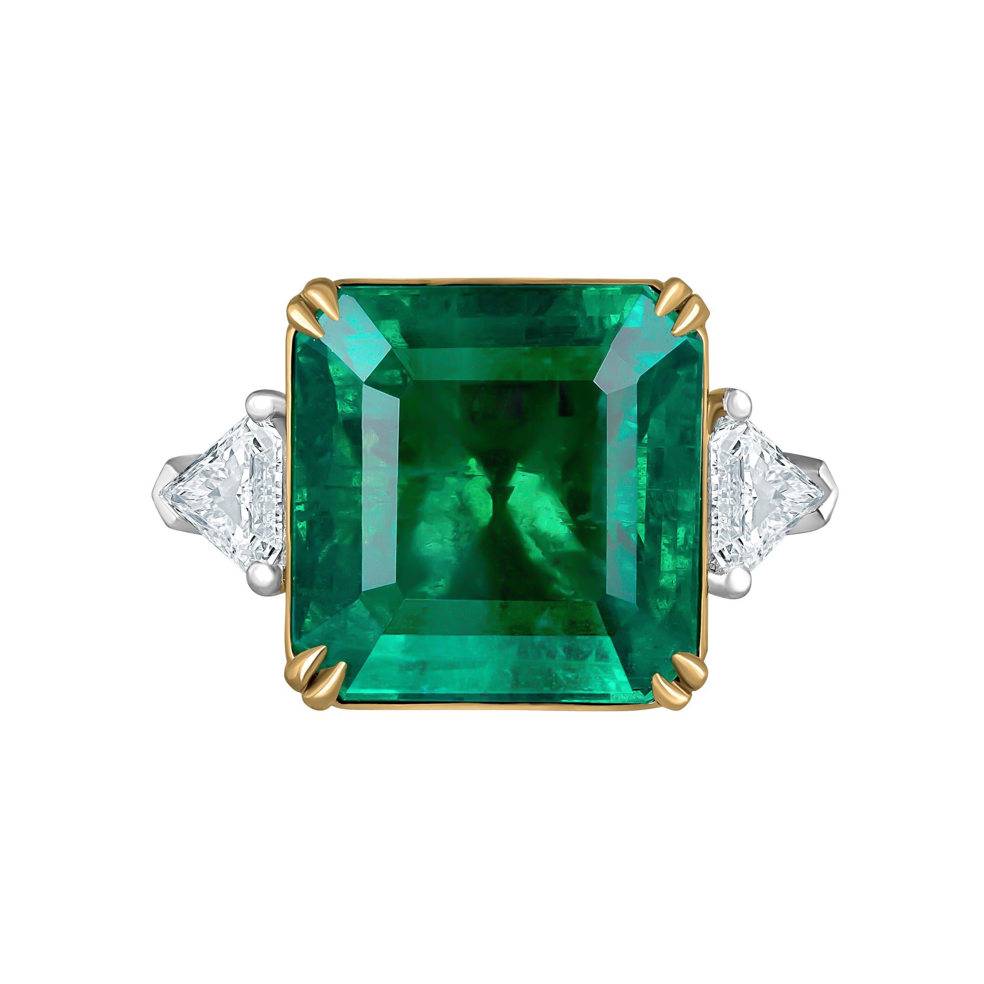 Emilio Jewelry 12.29 Carat Emerald Diamond Ring For Sale