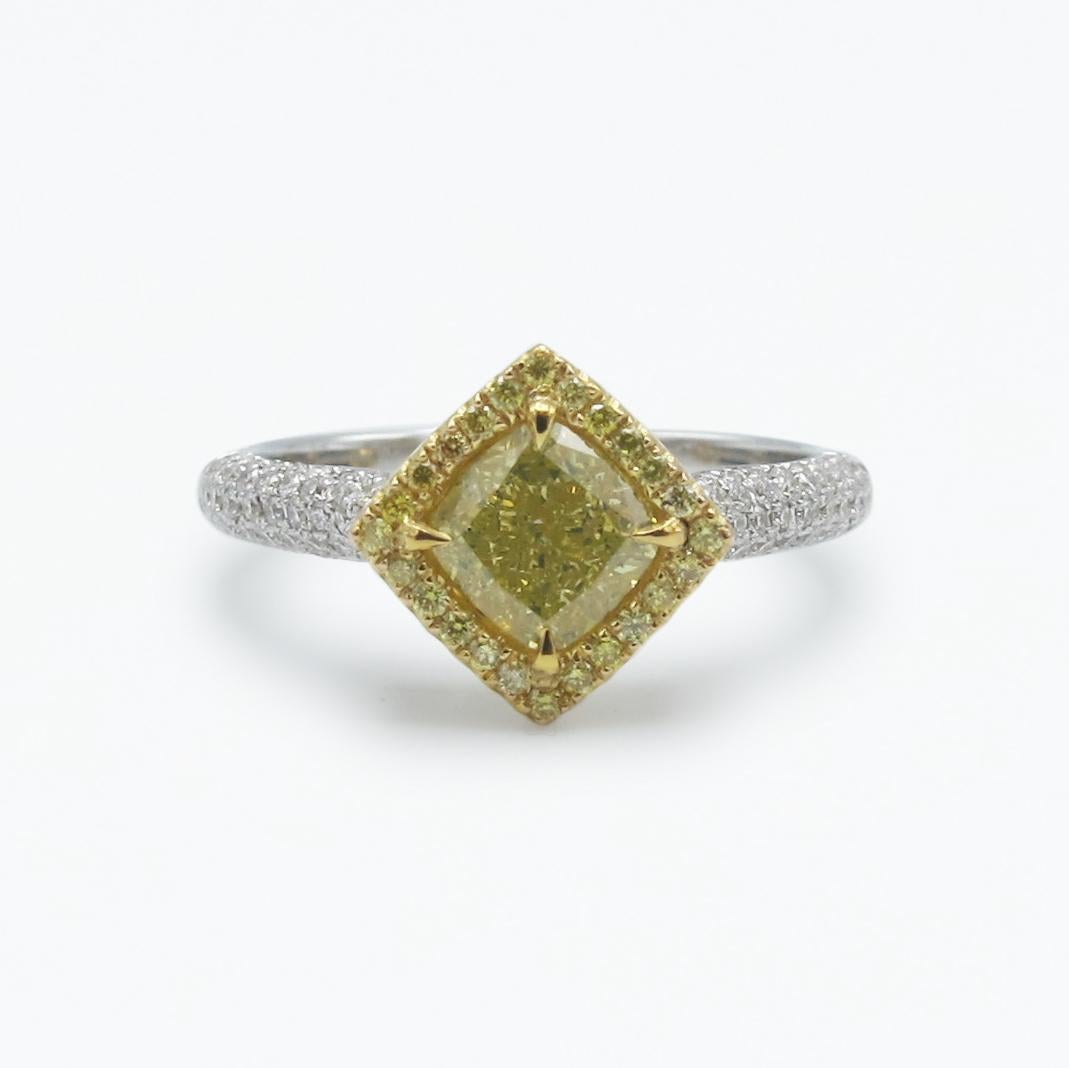 Emilio Jewelry 1.24 Carat Fancy Yellow Diamond Ring In New Condition For Sale In New York, NY