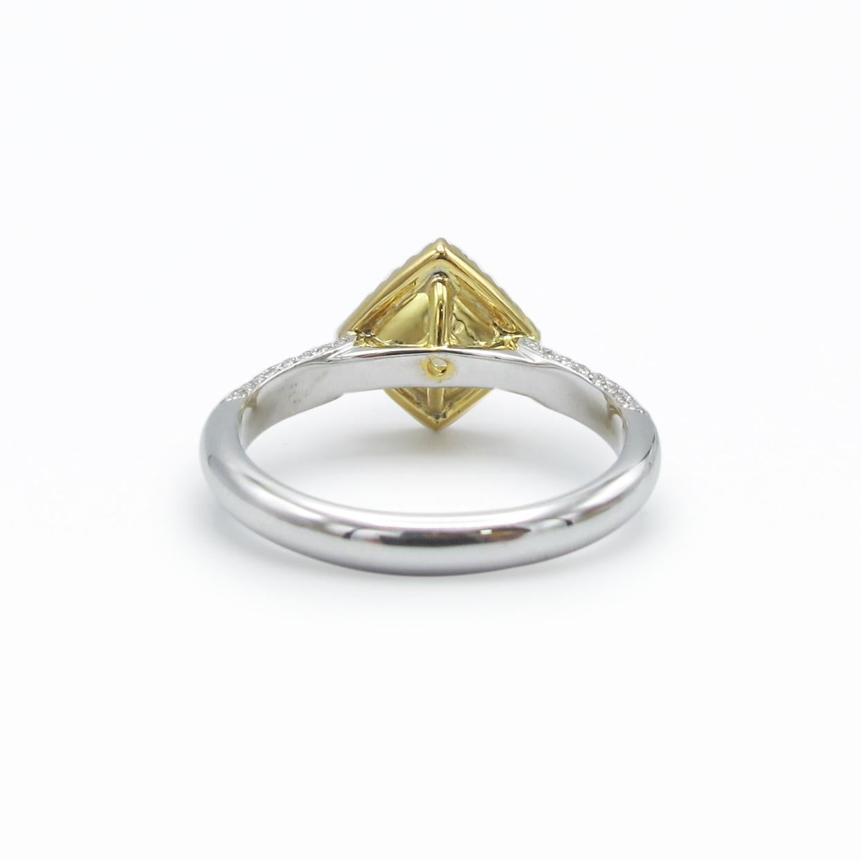 Women's or Men's Emilio Jewelry 1.24 Carat Fancy Yellow Diamond Ring For Sale