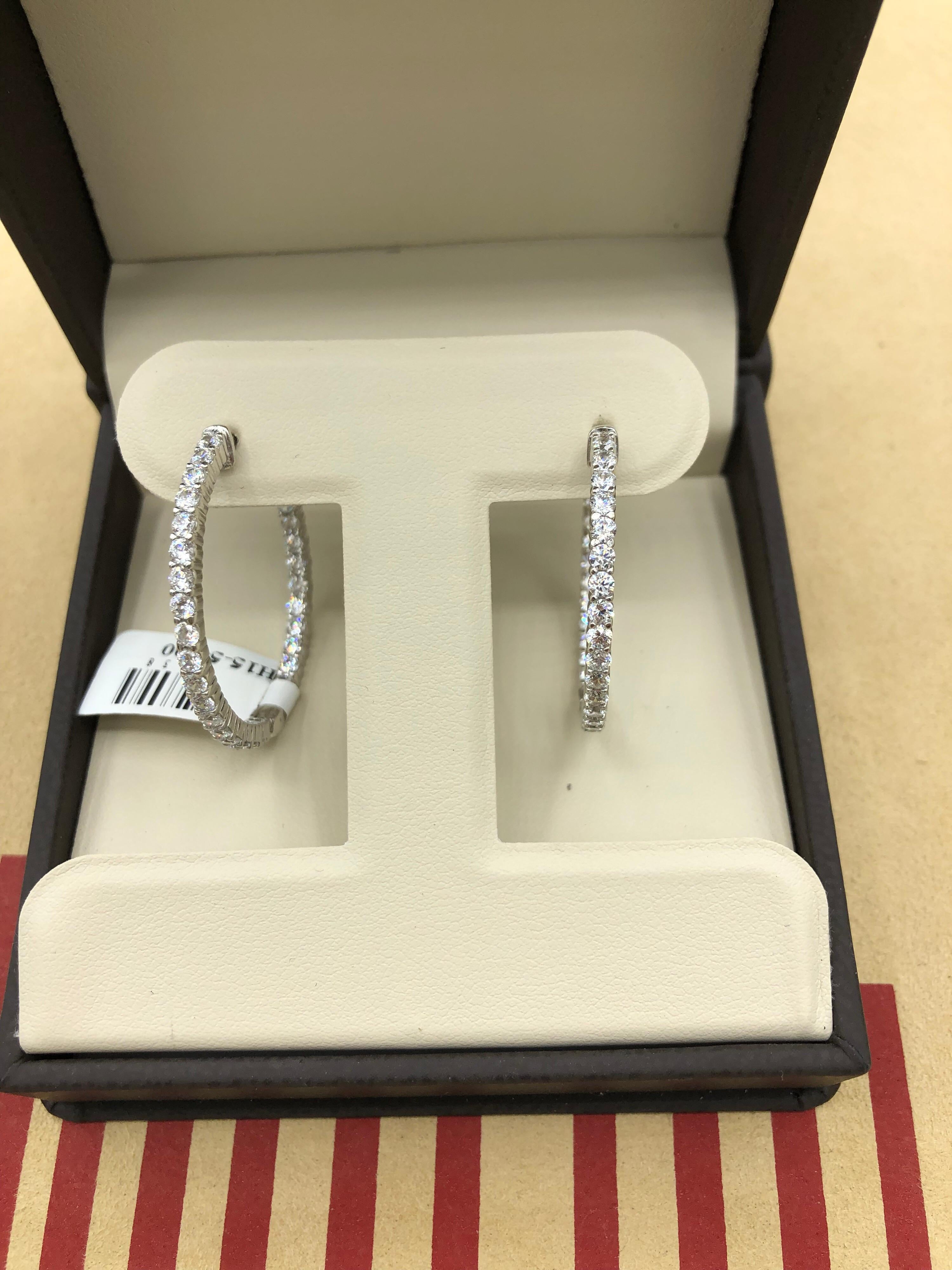Women's or Men's Emilio Jewelry Diamond Hoop Earrings
