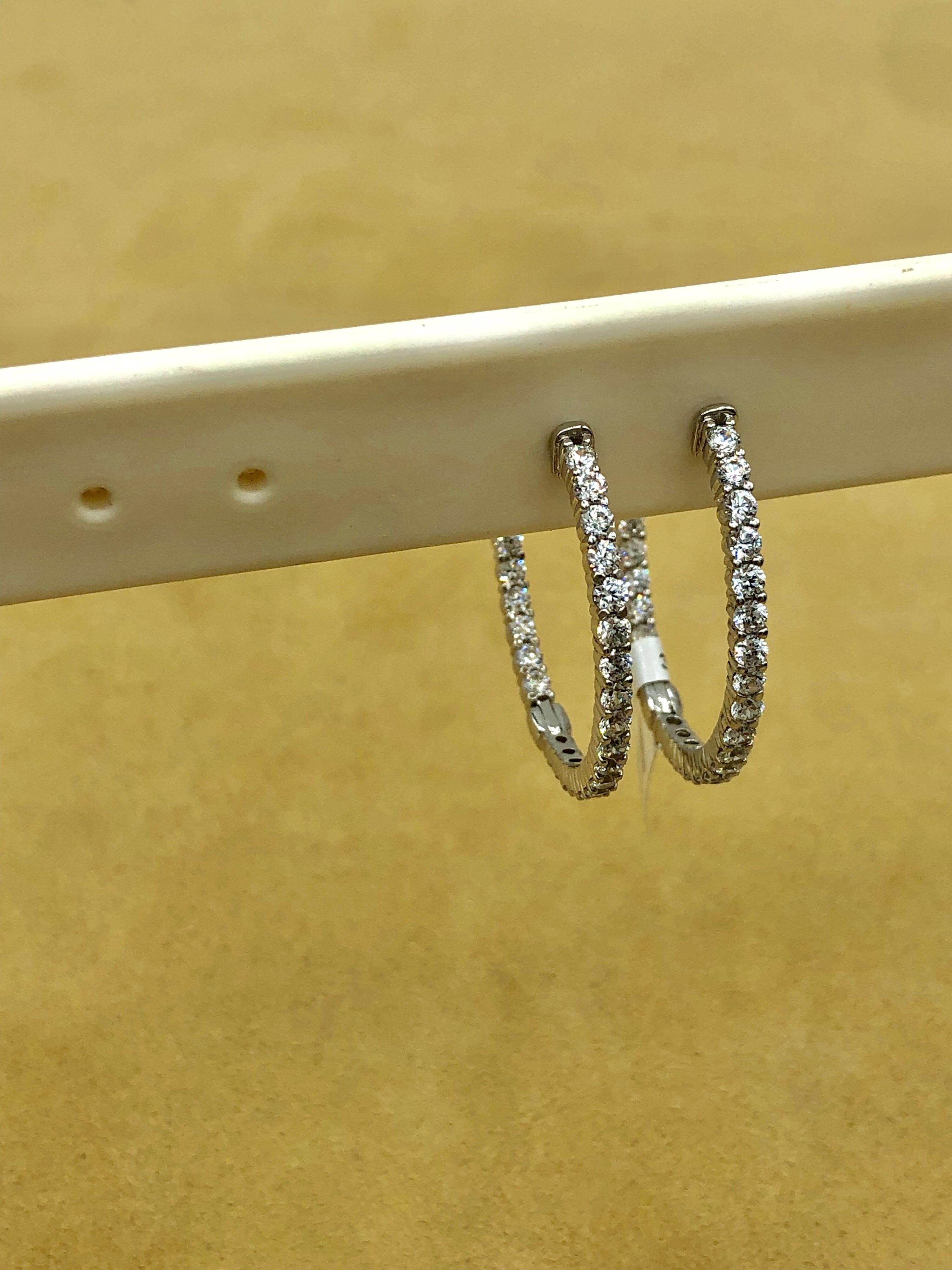 Emilio Jewelry Diamond Hoop Earrings 4