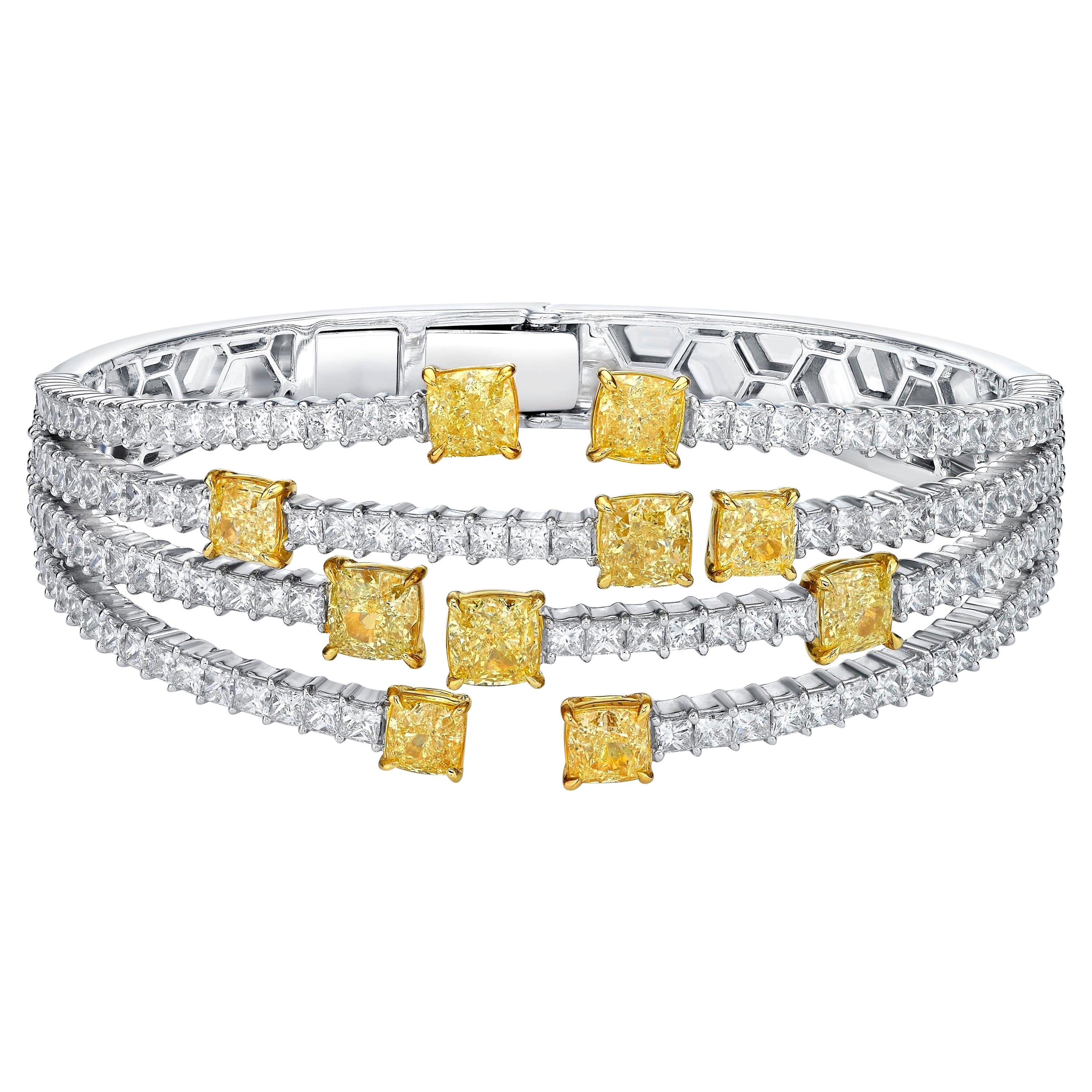 Emilio Gioielli 12,74 carati di diamante giallo Classic Red Carpet Bangle in vendita