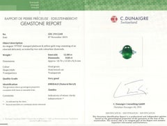 Emilio Jewelry 12.92 Carat Vivid Green Oval Emerald Diamond Ring