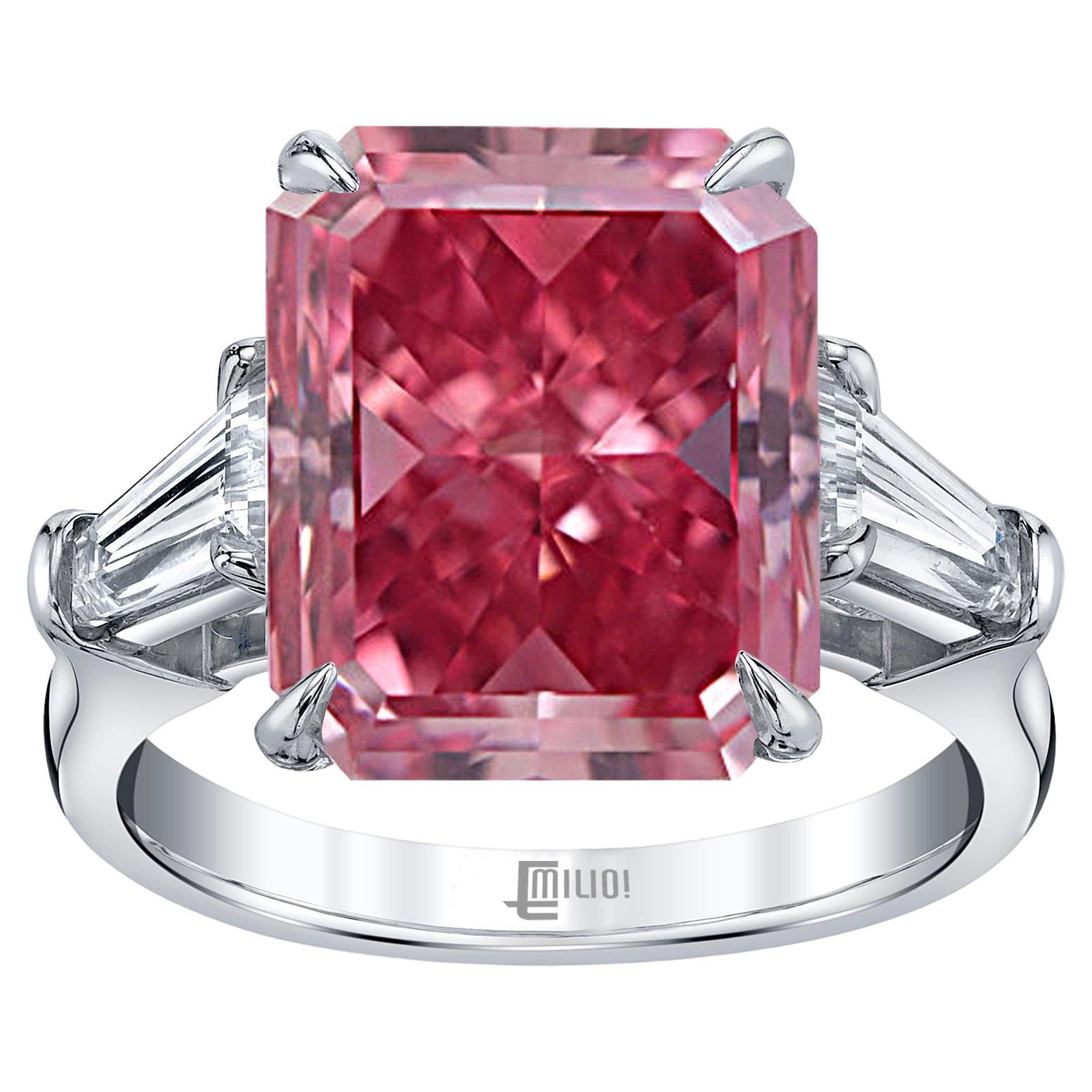 Emilio Jewelry 1.40 Carat Fancy Vivid Pure Pink Diamond Ring  im Angebot
