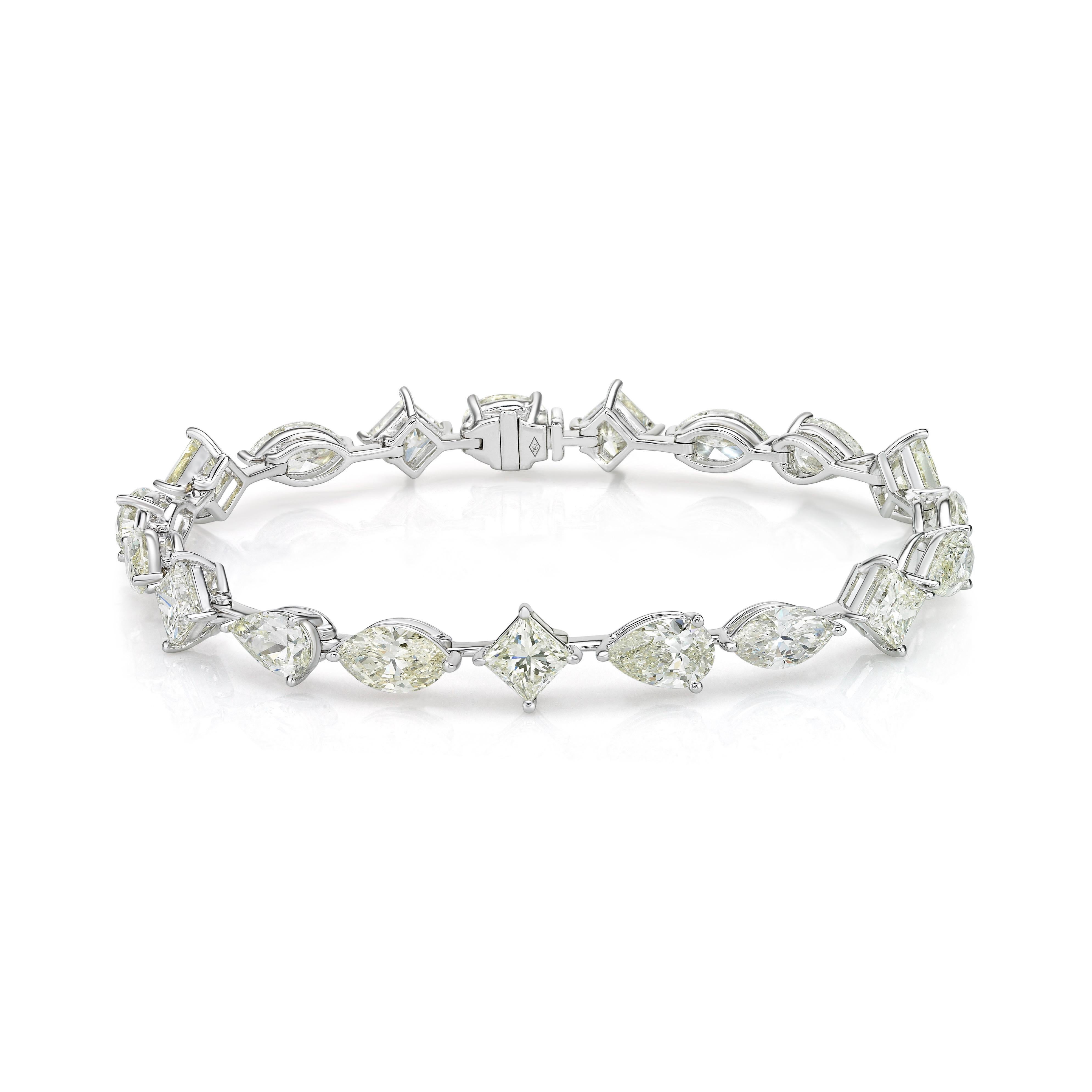 Emilio Jewelry 14,17 Karat birnenförmiges Diamantarmband (Tropfenschliff) im Angebot