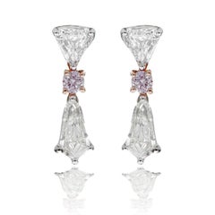 Emilio Jewelry 1.53 Carat Pink and White Diamond Earrings