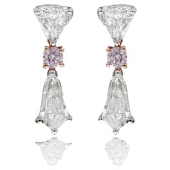 Emilio Jewelry, boucles d'oreilles en diamants roses et blancs de 1,53 carat