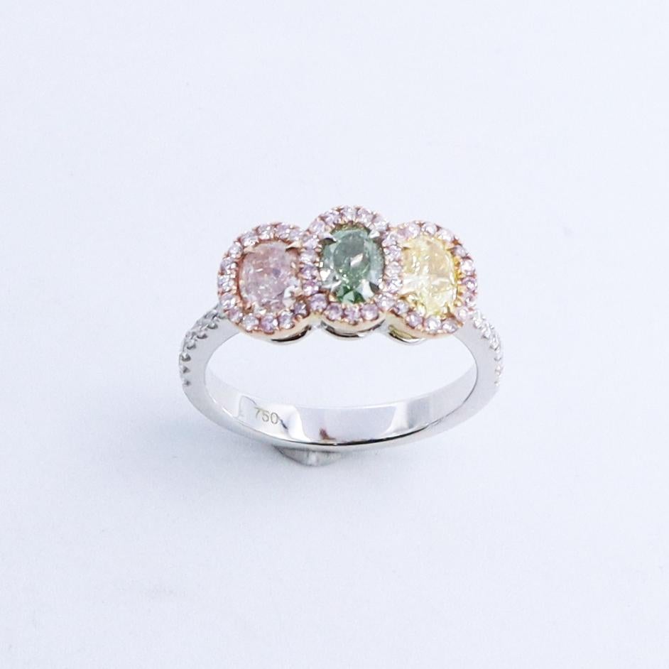 Round Cut Emilio Jewelry 1.59 Carat Fancy Mixed Color Ring