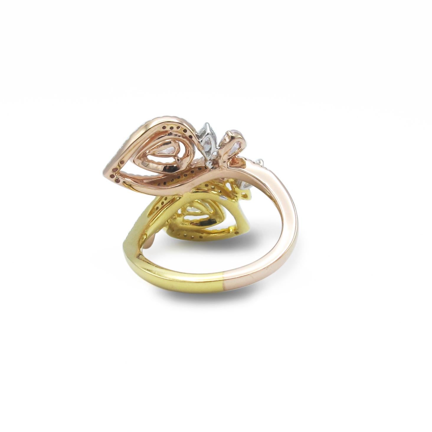 Emilio Jewelry 1,62 Karat Ausgefallener gelber hellrosa Diamantring für Damen oder Herren im Angebot