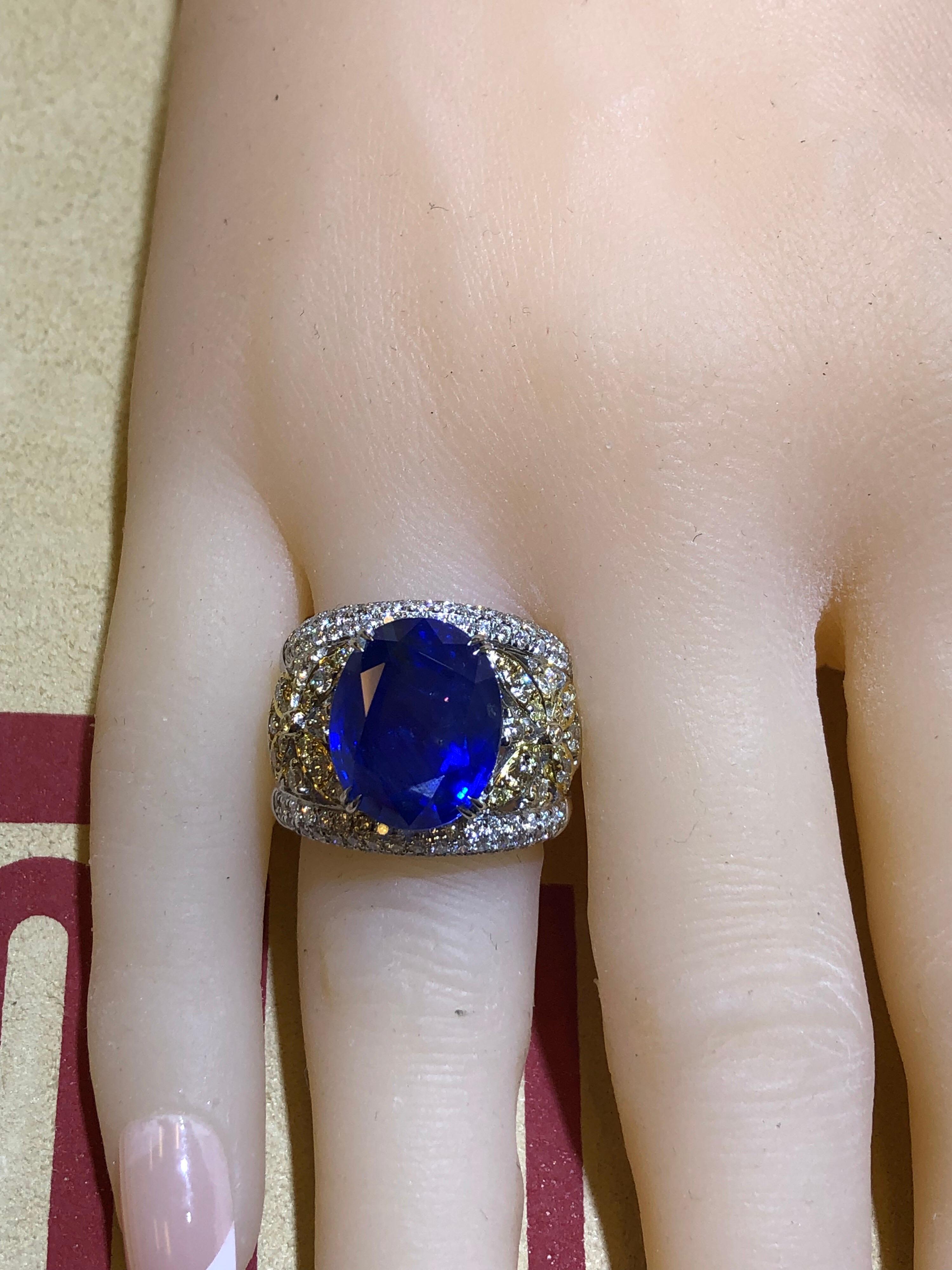 Emilio Jewelry 17.00 Carat AGL Certified Unheated Ceylon Sapphire Diamond Ring 9