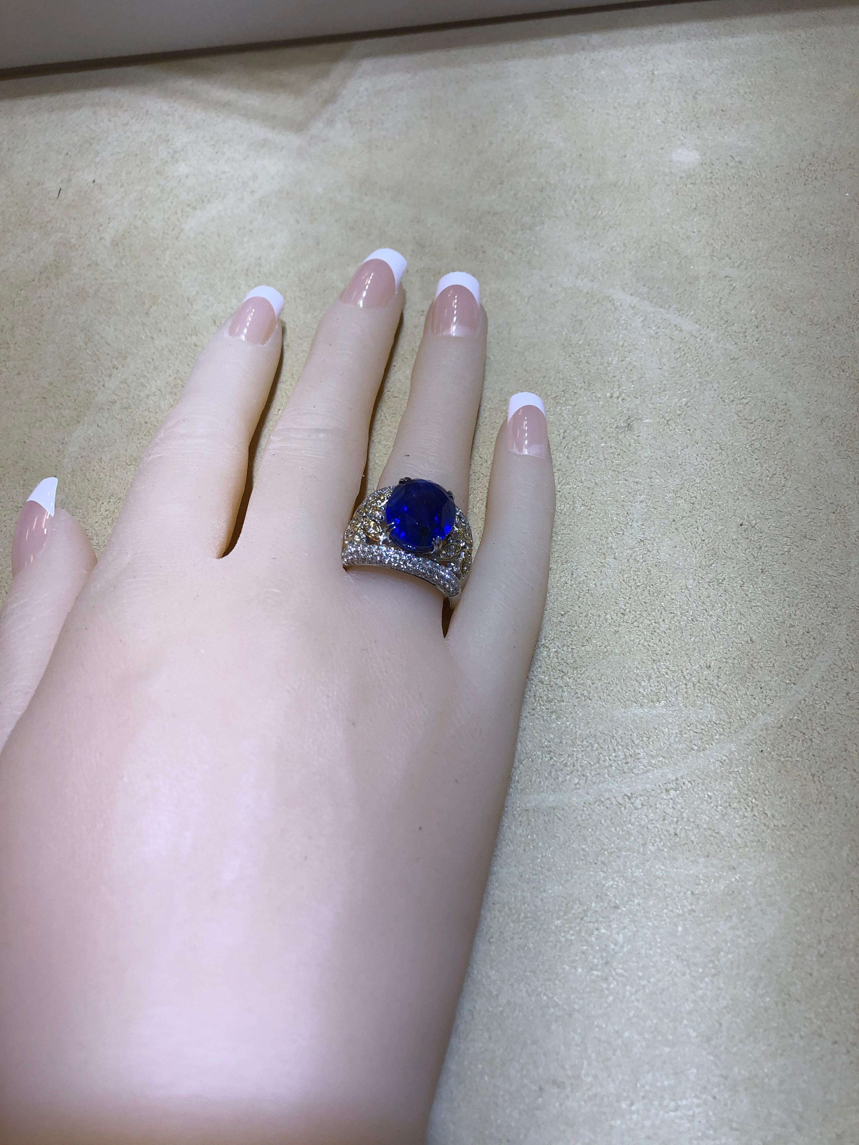 Emilio Jewelry 17.00 Carat AGL Certified Unheated Ceylon Sapphire Diamond Ring 12