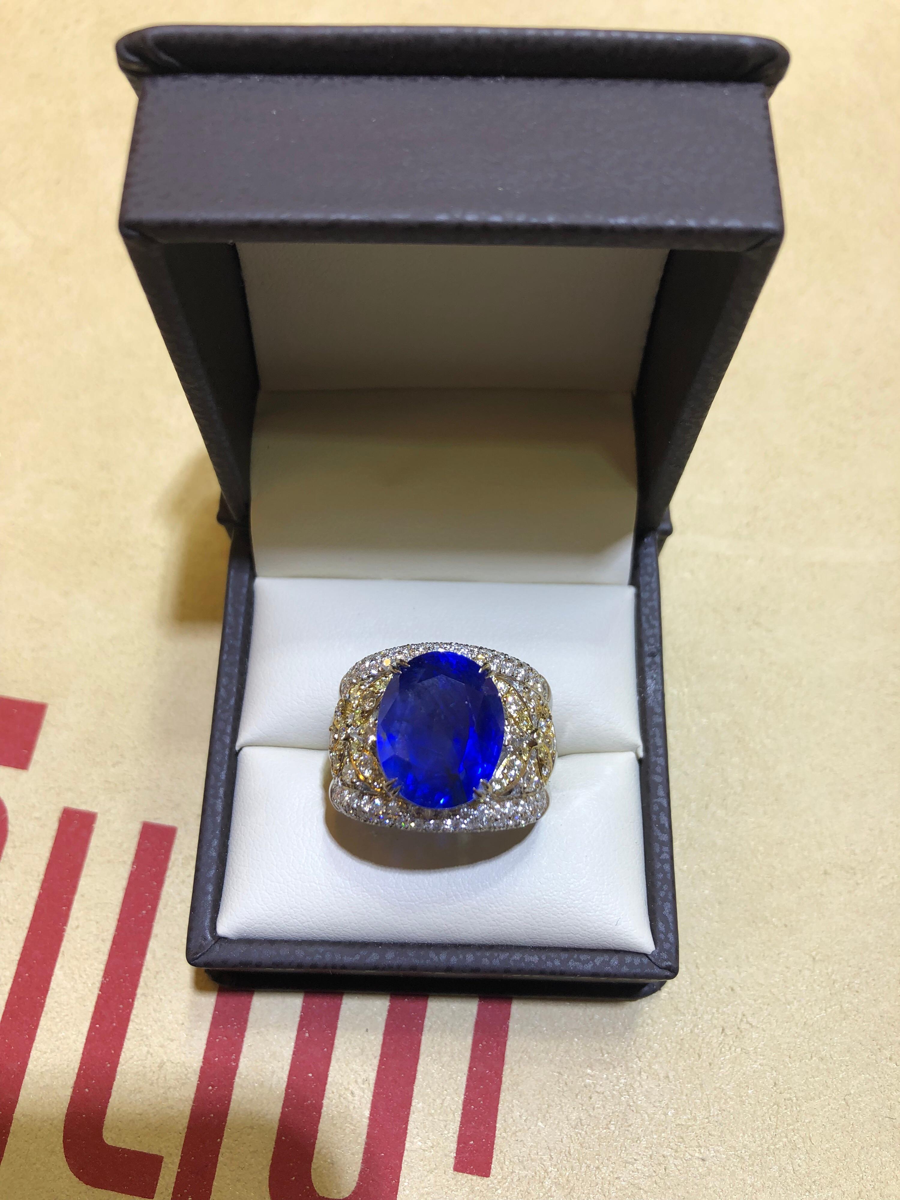 Emilio Jewelry 17.00 Carat AGL Certified Unheated Ceylon Sapphire Diamond Ring 13