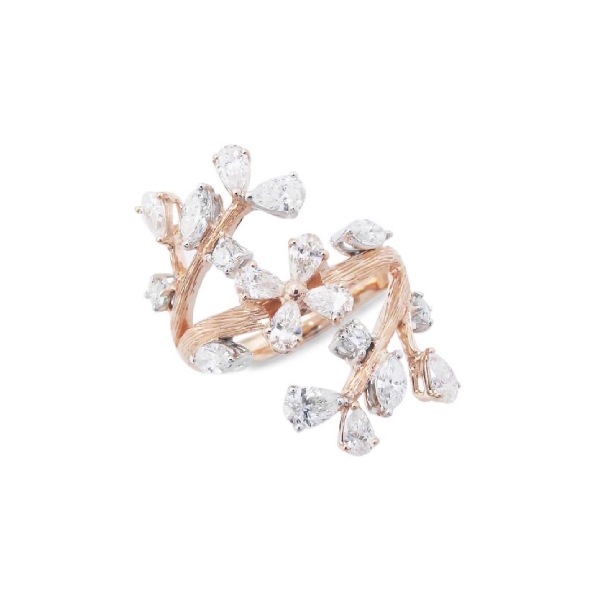 Pear Cut Emilio Jewelry 1.71 Carat Flower Cluster Ring