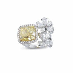 Emilio Jewelry 1.78 Carat Fancy Yellow Diamond Flower Cocktail Ring