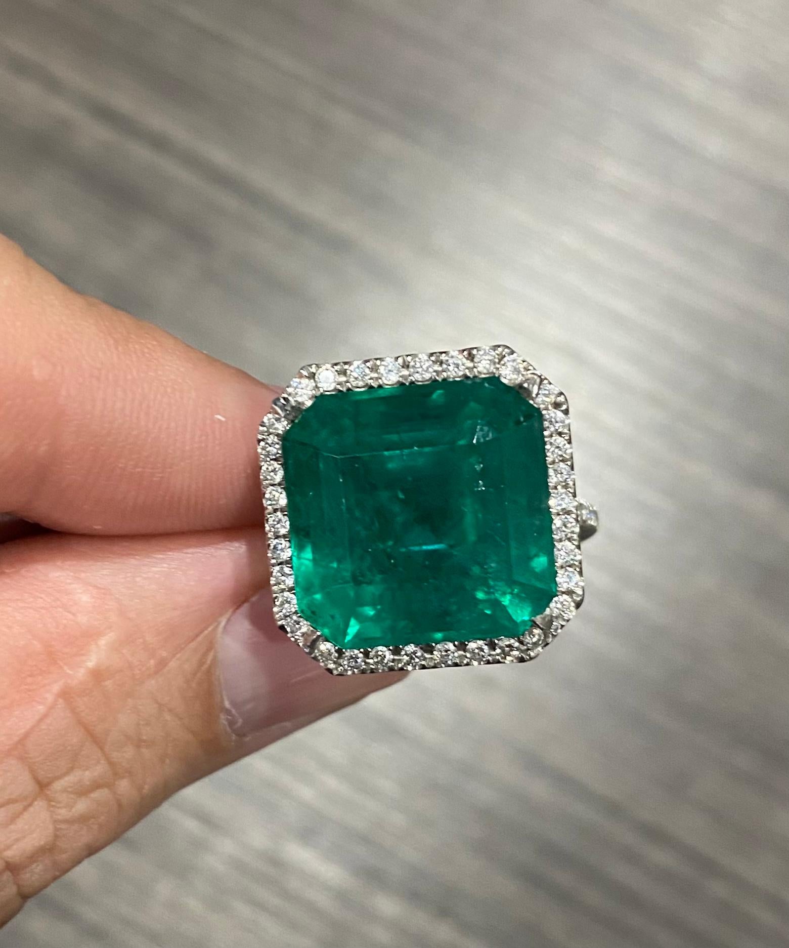 Emilio Gioielli Anello con smeraldo verde vivo da 18,22 carati in vendita 5