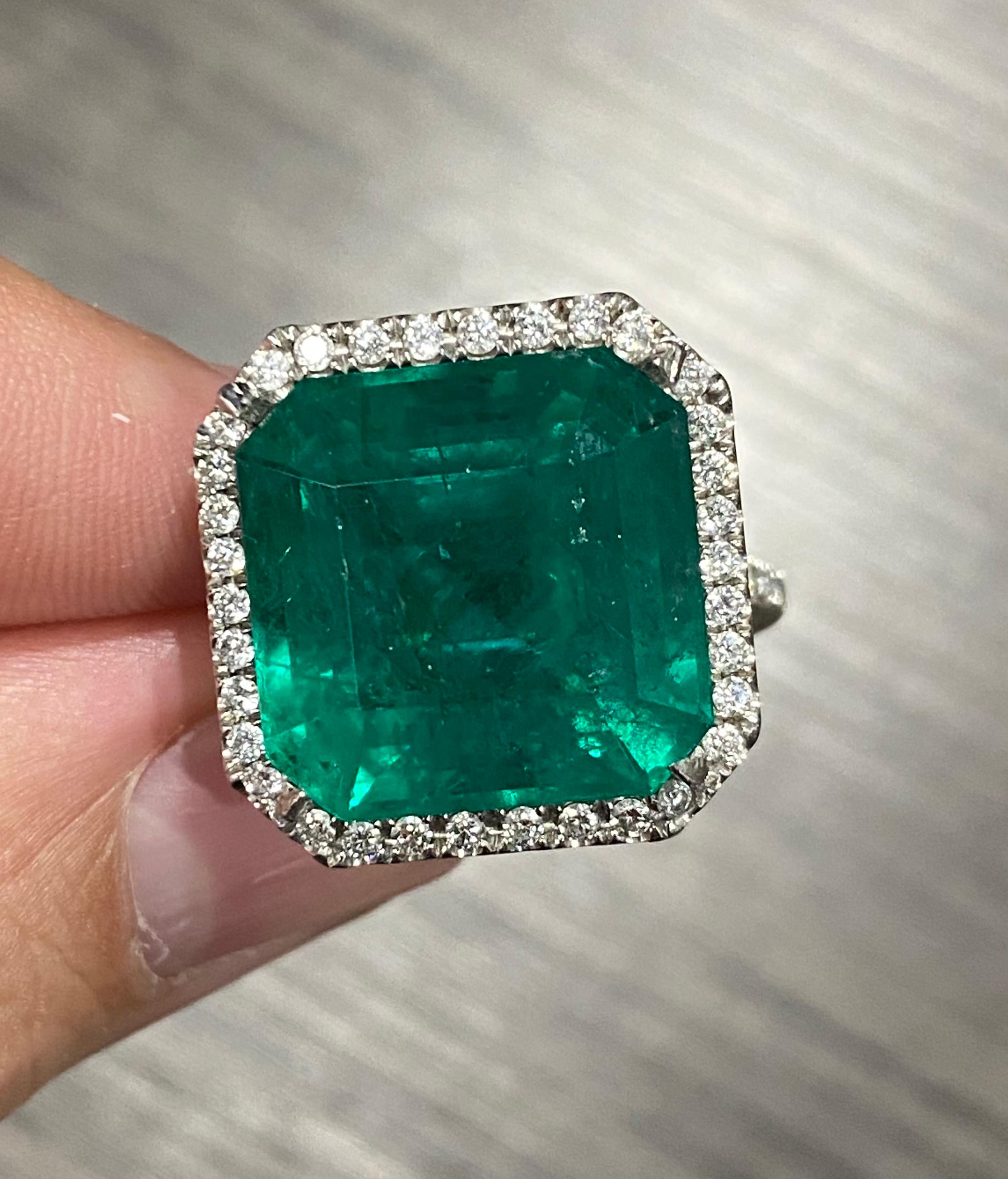 Emilio Gioielli Anello con smeraldo verde vivo da 18,22 carati in vendita 6