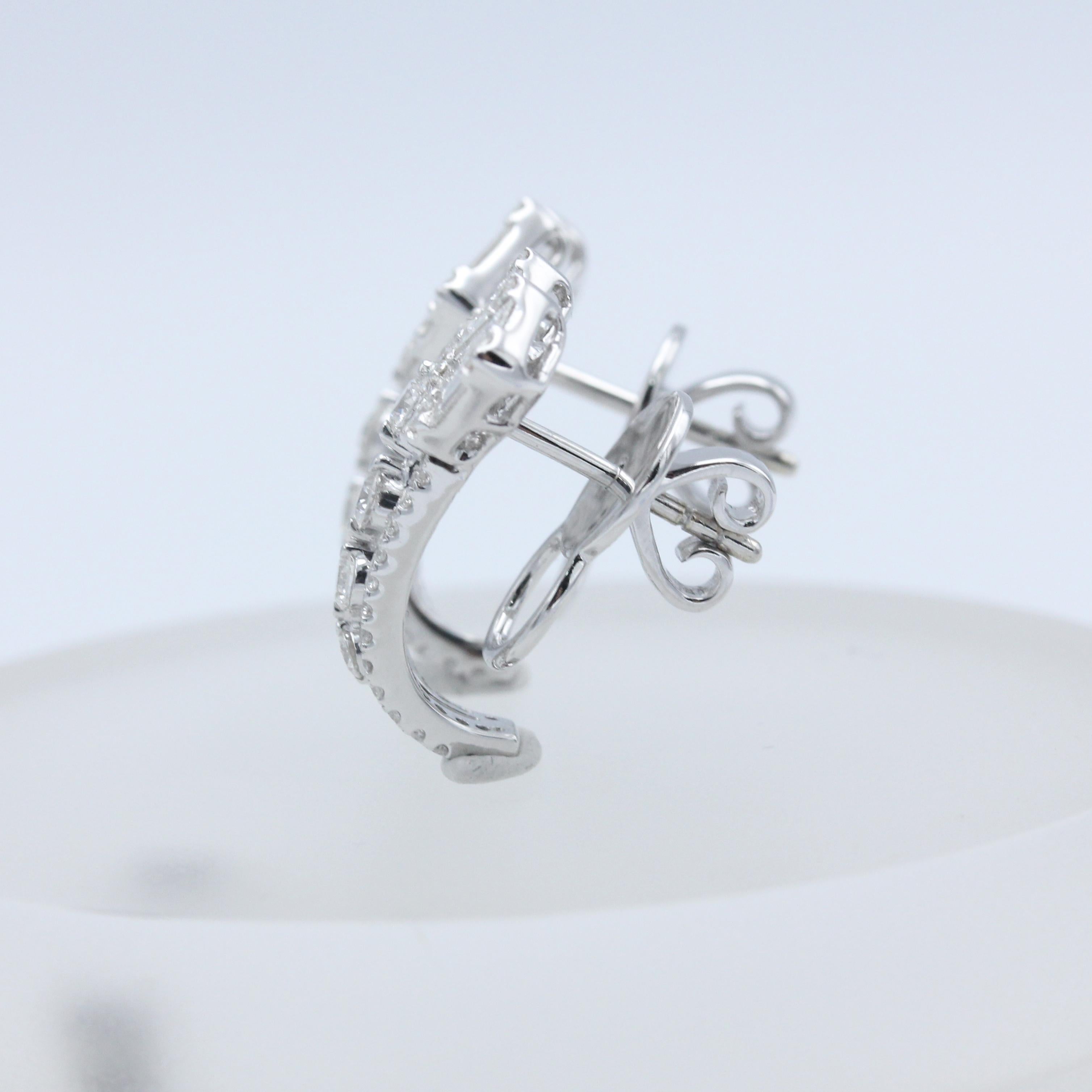Taille ronde Emilio Jewelry, clous d'oreilles en goutte en diamants de 1,87 carat en vente