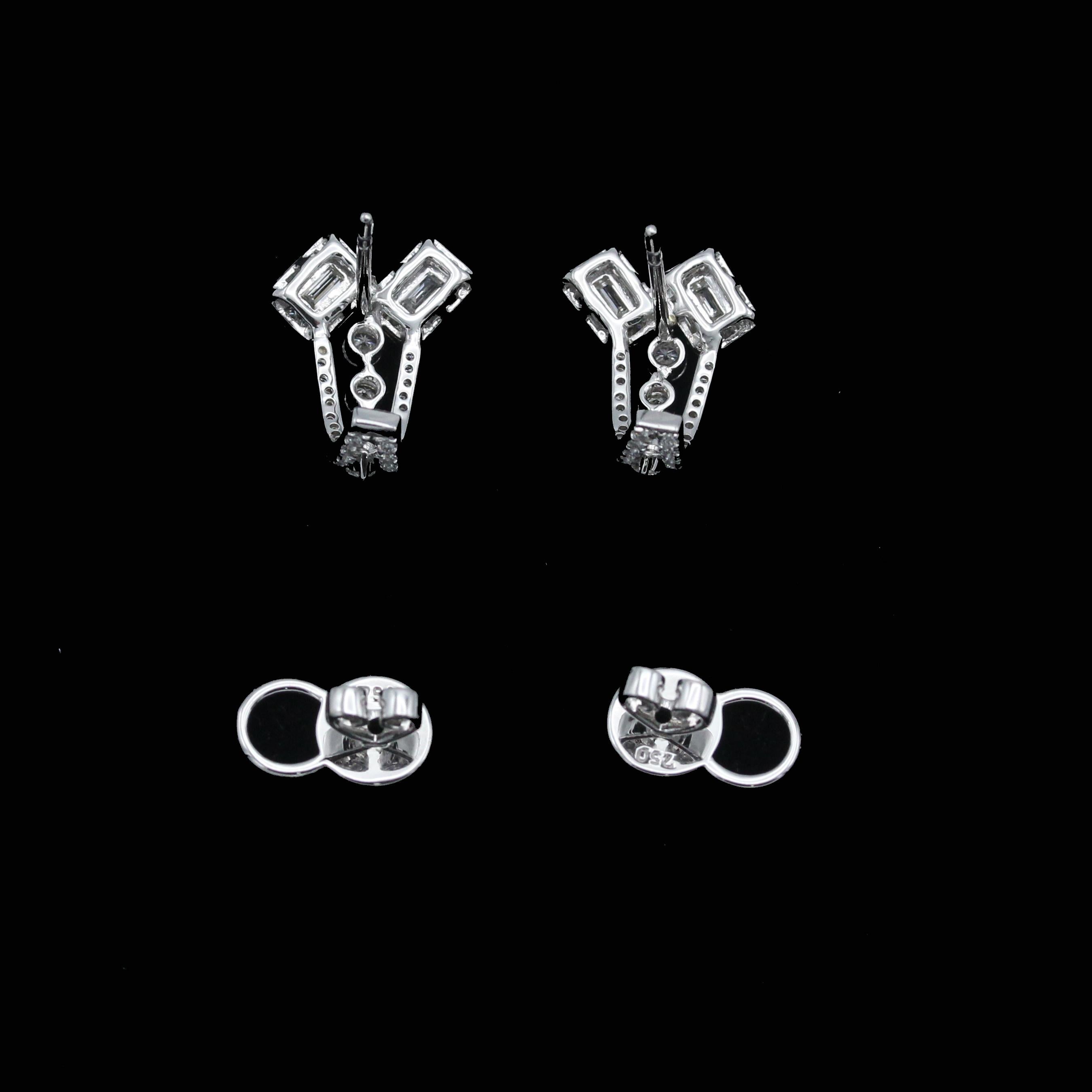 Emilio Jewelry, clous d'oreilles en goutte en diamants de 1,87 carat en vente 2